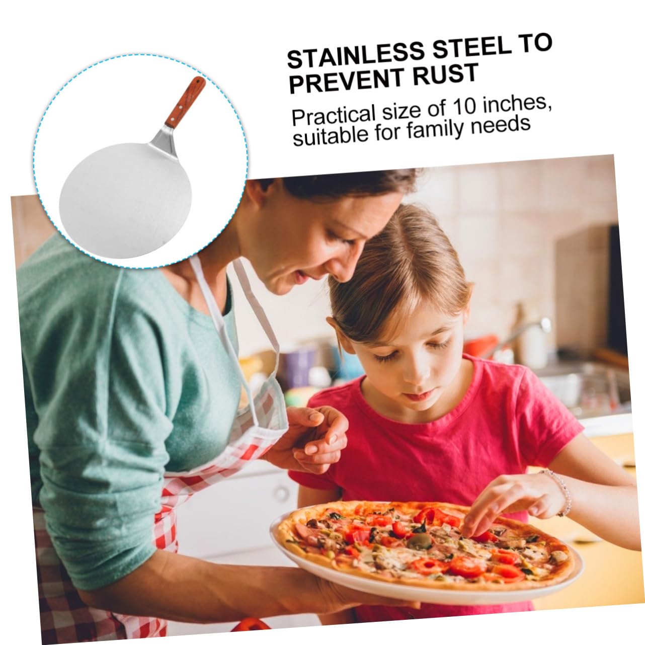 Cabilock Flat Pizza Transfer Shovel Thick Stainless Steel Pizza Peel Handle for Home Baking and Outdoor Cooking