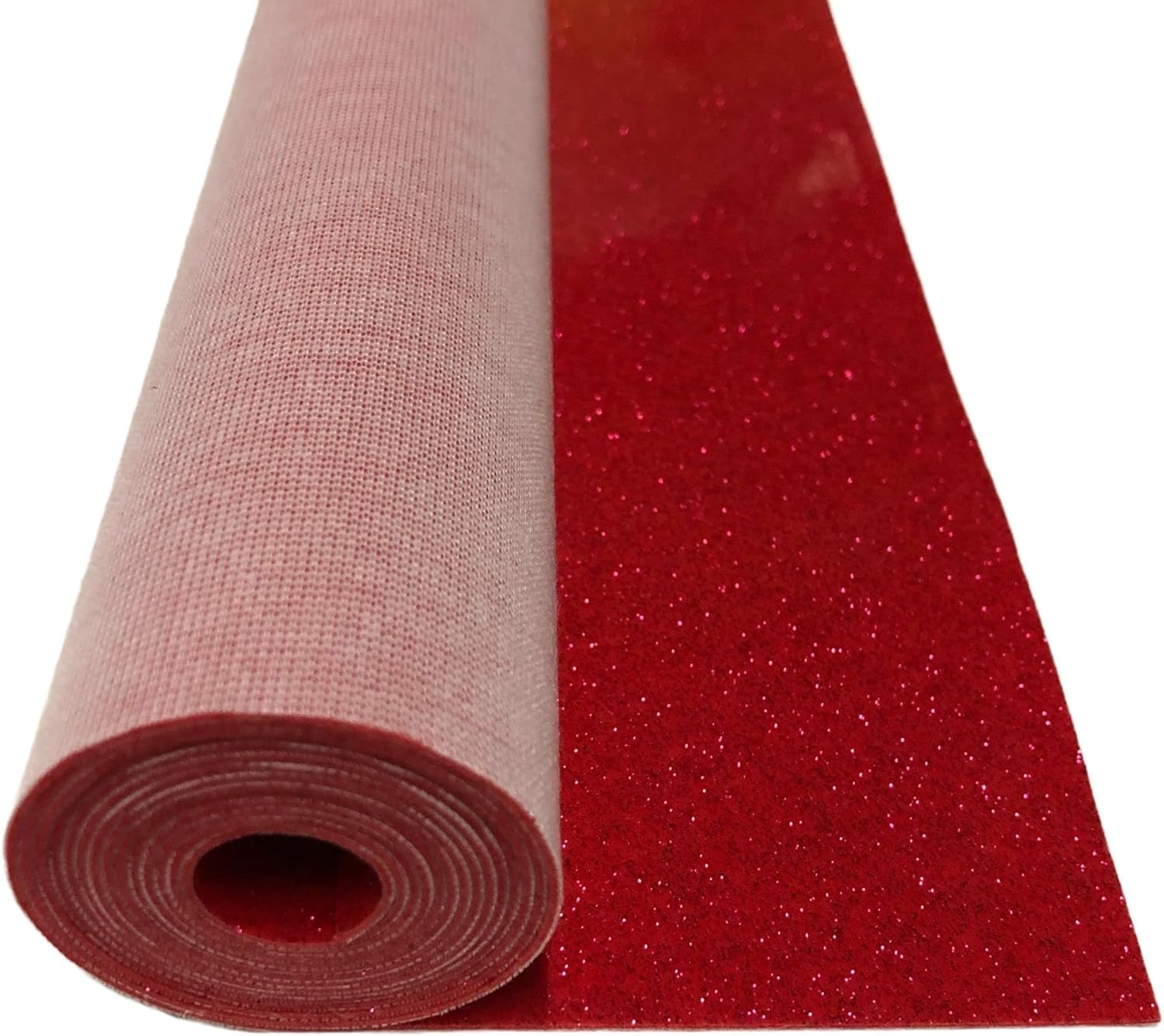 Sparkle Vinyl Fabric, Smooth Glitter Faux Leather Sheets, Shiny Material, Great for Upholstery Bag Making Hair Bows Clips Earrings DIY and Craft Projects - Individual 1 Yard Cut 36"x54" (Hot Pink)