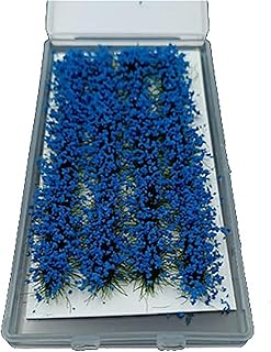 Modelo escalado de una hoja de flores largas racimos de flores artificiales copetudos modelo paisaje ferroviario guerra (color: azul)