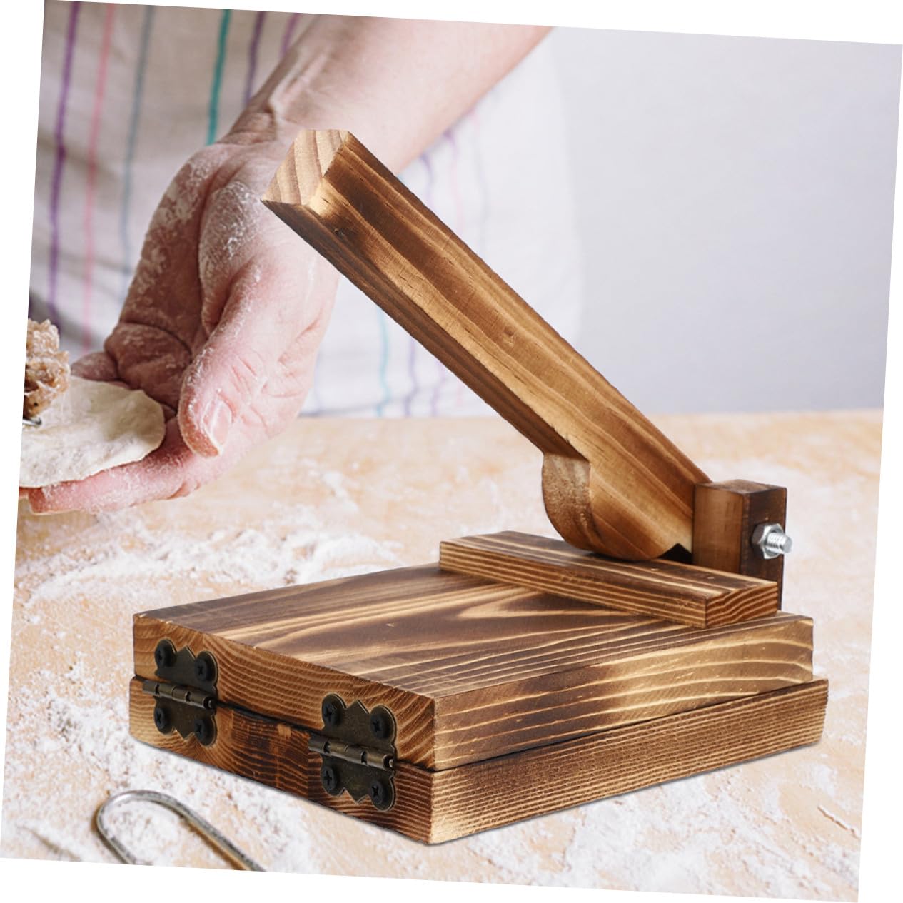 2 pezzi Stampo per Gnocchi in Legno Pressa per Pasta e Tortilla Strumento Manuale per Uniformare Spessore Impasto Design Liscio Facile da e Uso in Cucina
