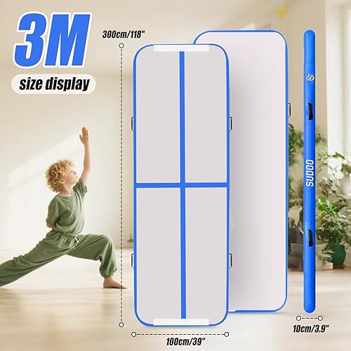 Miniatura 2 de Colchoneta inflable de gimnasia de 101316 pies de grosor de 4 pulgadas de grosor, con bomba de aire eléctrica para uso