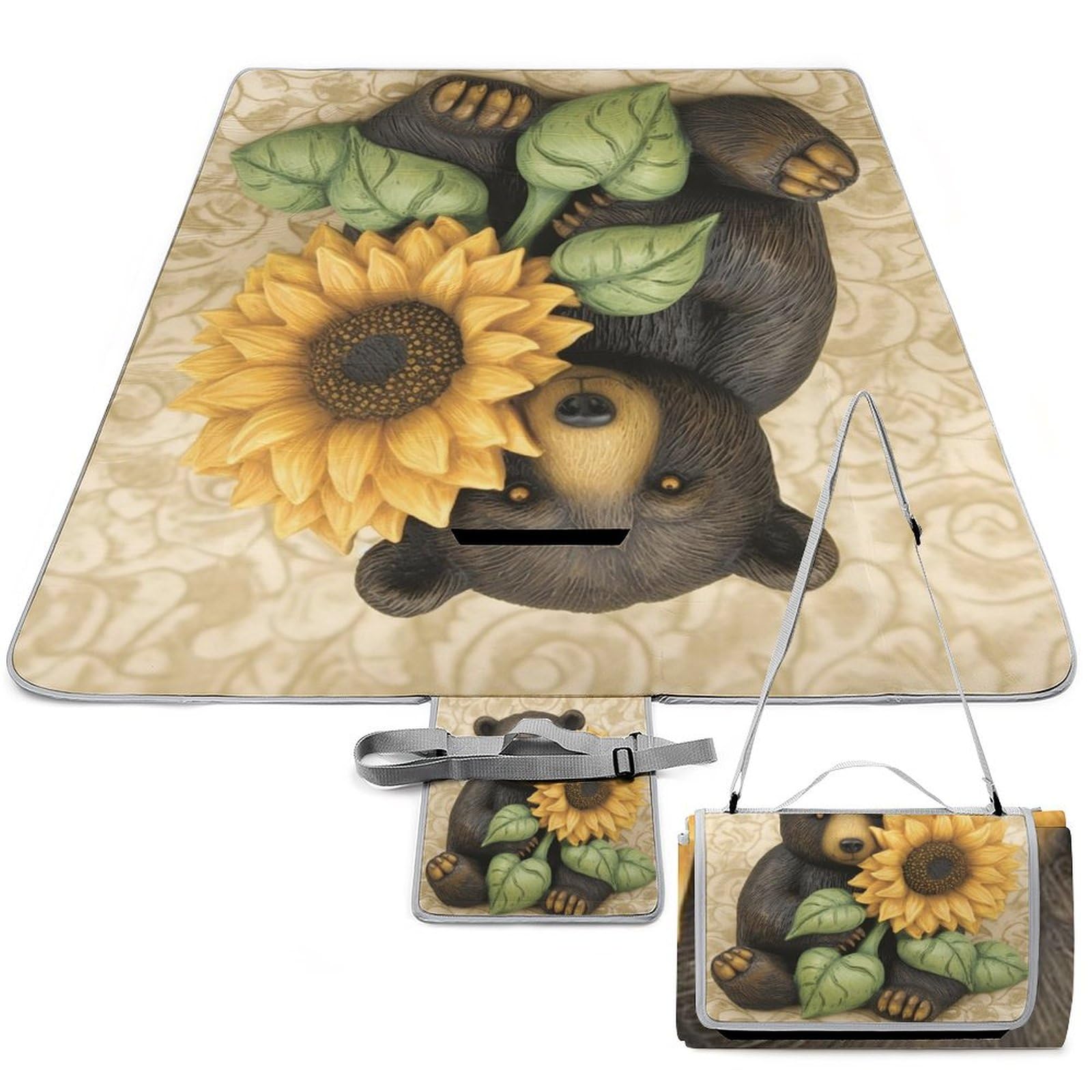 Couverture de pique-nique imperméable ours pour parc et plage