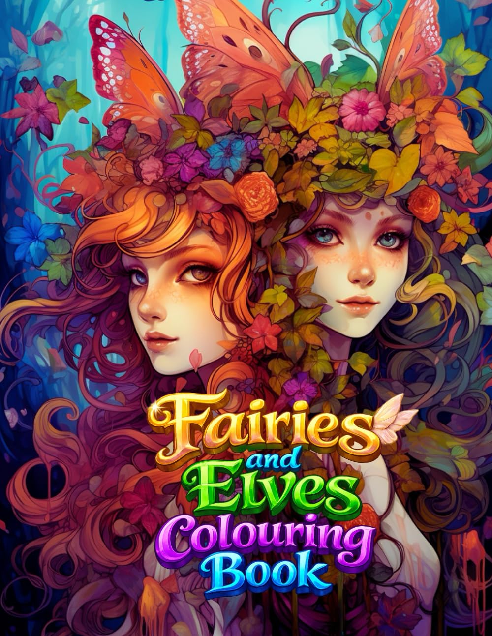 Fairies and Elves Coloring Book: A Magical Black and White Fantasy Coloring Book for Kids and All Ages