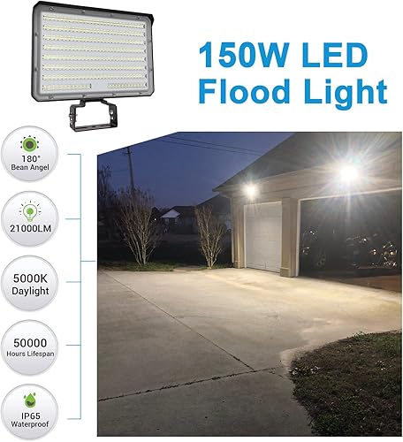 Miniatura 2 de 150W Luz LED de Inundación para Exteriores, 21000LM Equivalentes a 1500W, Luz de Seguridad al Aire Libre 5000K Luz Diurna IP65 Impermeable