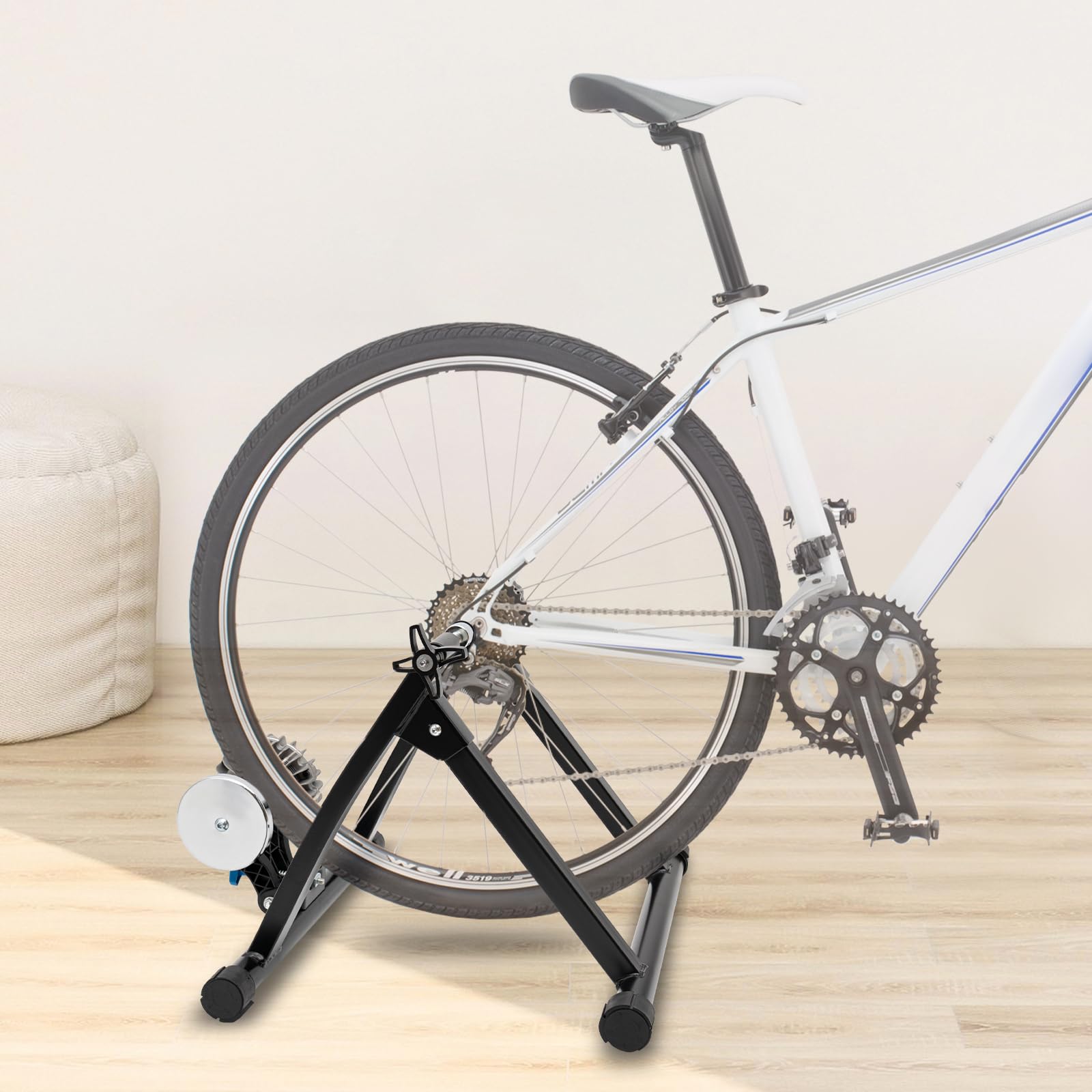 Support de vélo pliable pour intérieur - Antidérapant - Construction stable - Vélo à roulettes magnétique - Idéal pour le cyclisme en intérieur et le vélo d'appartement