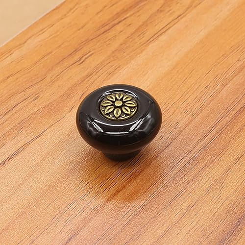 Miniatura 7 de Paquete de 8 pomos de cerámica retro, tiradores de gabinete de pétalos de cocina vintage, base de aleación de zinc, placa trasera, manijas de puerta