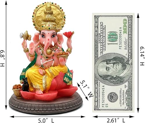Miniatura 4 de alikiki Estatua de Ganesha - Artículo de regalos indios  6.8 pulgadas, Dios hindú Señor Ganesh Ganpati ídolo para la oficina en casa india, altar