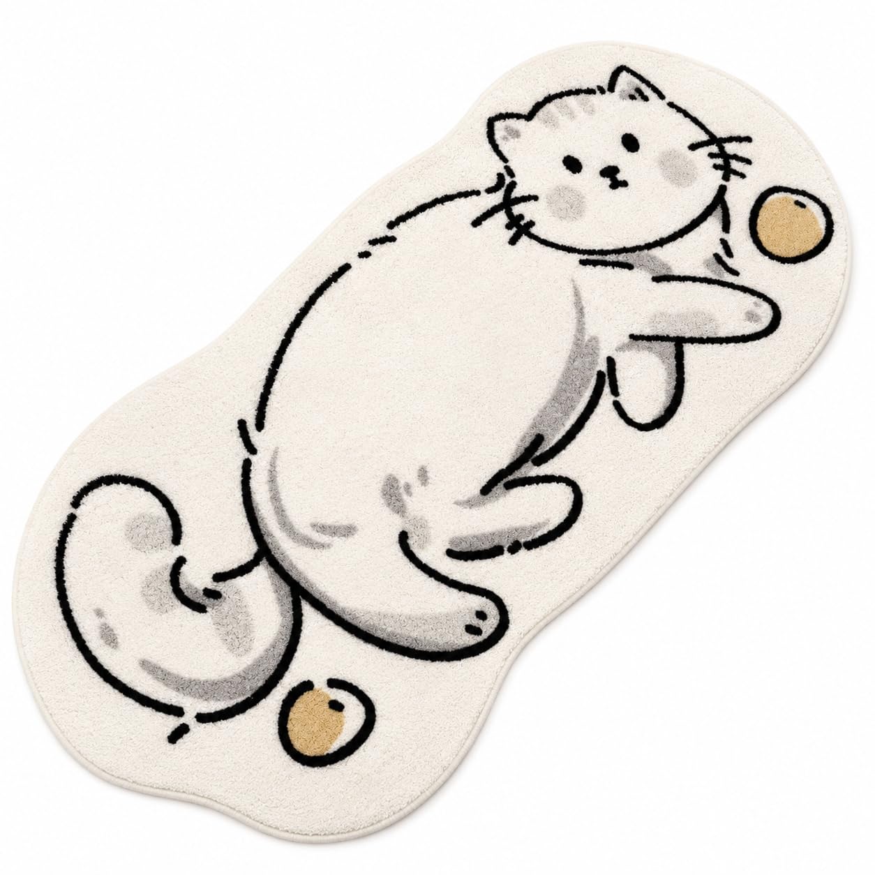 OADAA Cat Tufted Rug - 40X120cm, Cat Shaped Rug, Irregular Shaped Rugs, Washable Absorbent Non-Slip Fun Animal-shaped Cartoon Room Floor Mat, Soft Bedside Rugs for Bedroom, Cats Doormat (M)