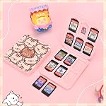 DLseego Game Card Case Holder for Switch Lite/Switch/Switch OLED, Switch Game Cartridge Memory Card Portable Storage Box with 12 Game Card Slots and 12 Micro SD Card Slots-Brown Cat