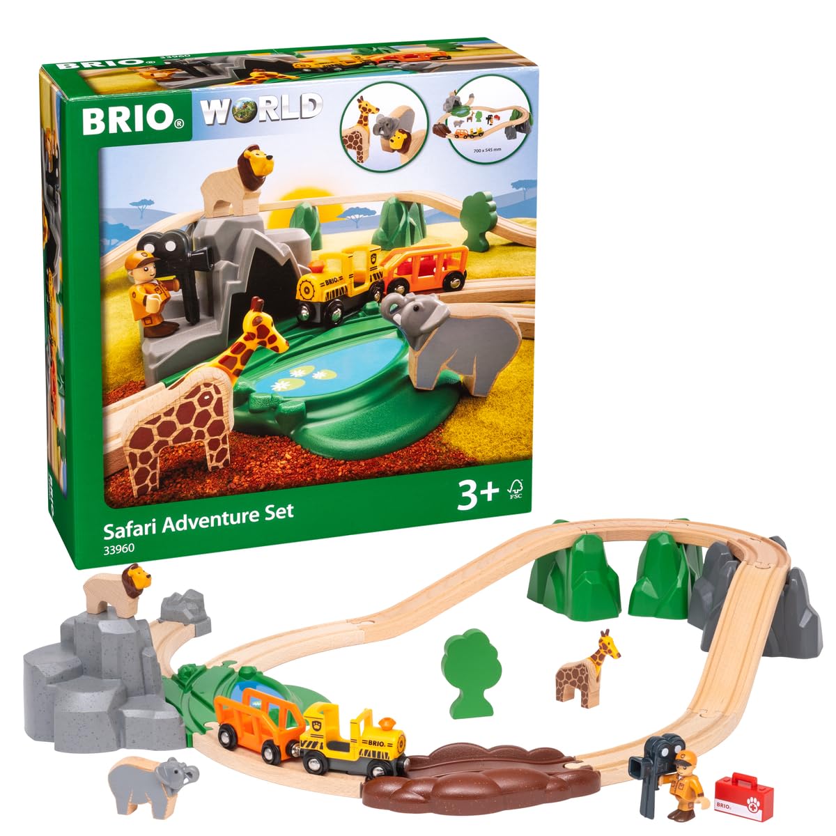 BRIO World - Set Avventure Safari, Set Costruzioni Trenino in Legno, Giocattolo per Bambino e Bambina 3+ Anni