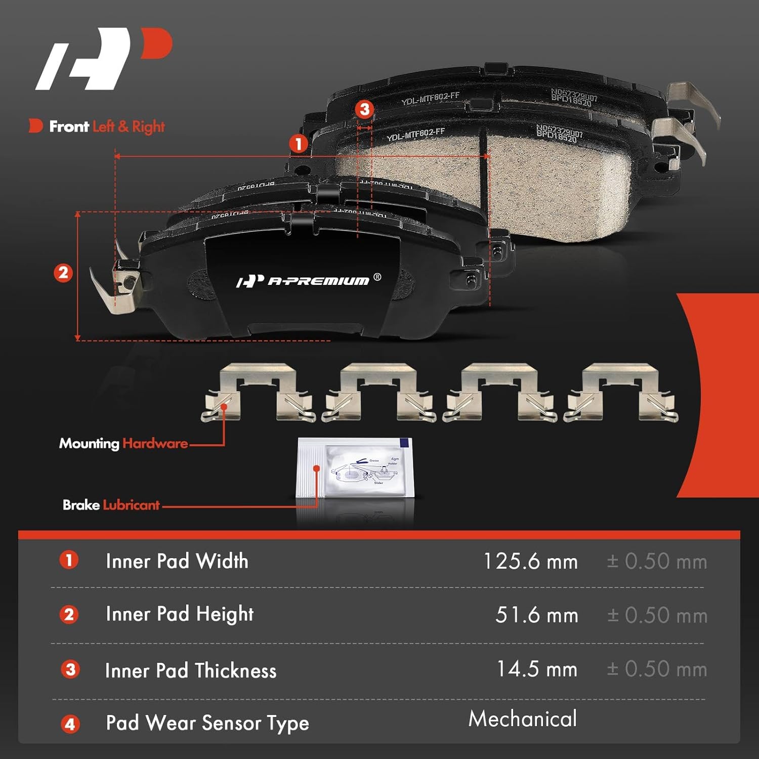 A-Premium Front Ceramic Brake Pads Set Compatible with Toyota Yaris 2019-2020, Yaris iA 2017-2018 & Scion iA 2016, 4-Pack
