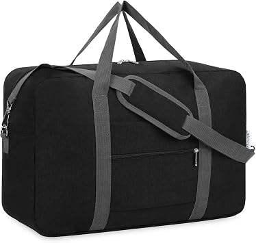 For Spirit Airlines Personal Item Bag 18x14x8 Foldable Travel Duffel Bag Tote Duffle Carry on Luggage for Women and Men 30LBlack With Shoulder Strap
