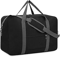 for Easyjet Airlines Cabin Bag 45x36x20 Underseat Foldable Travel Duffel Bag Holdall Tote Carry on Luggage Overnight for Women and Men 30L(Black (with Shoulder Strap))