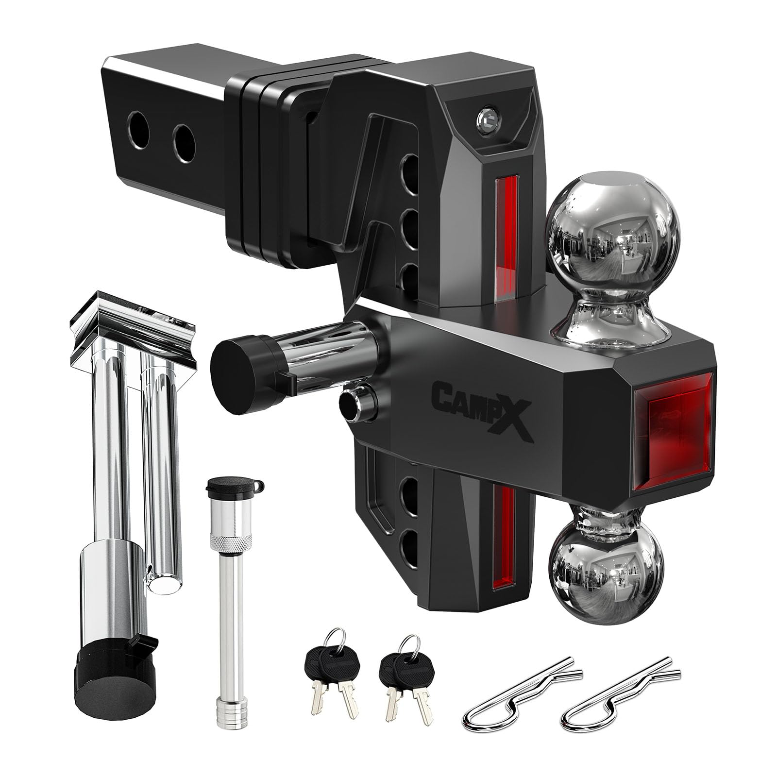 CAMPX Red Crystal Adjustable Trailer Hitch