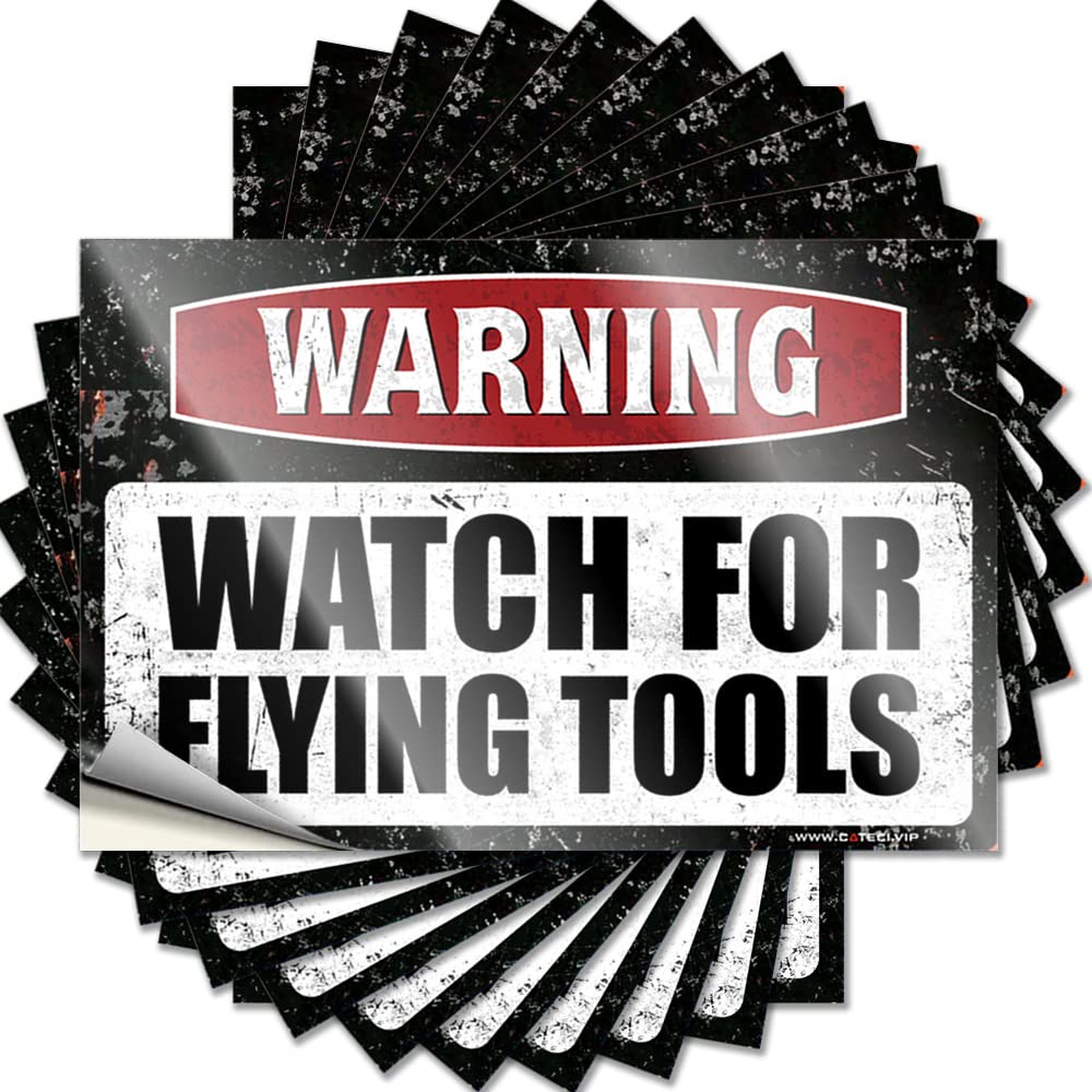Sticker Warning Watch for Flying Tools Vinyl Waterproof Durable/Race Car Decor Sea Animal - Beer Signs Man Cave(8X12CM-10Pcs)