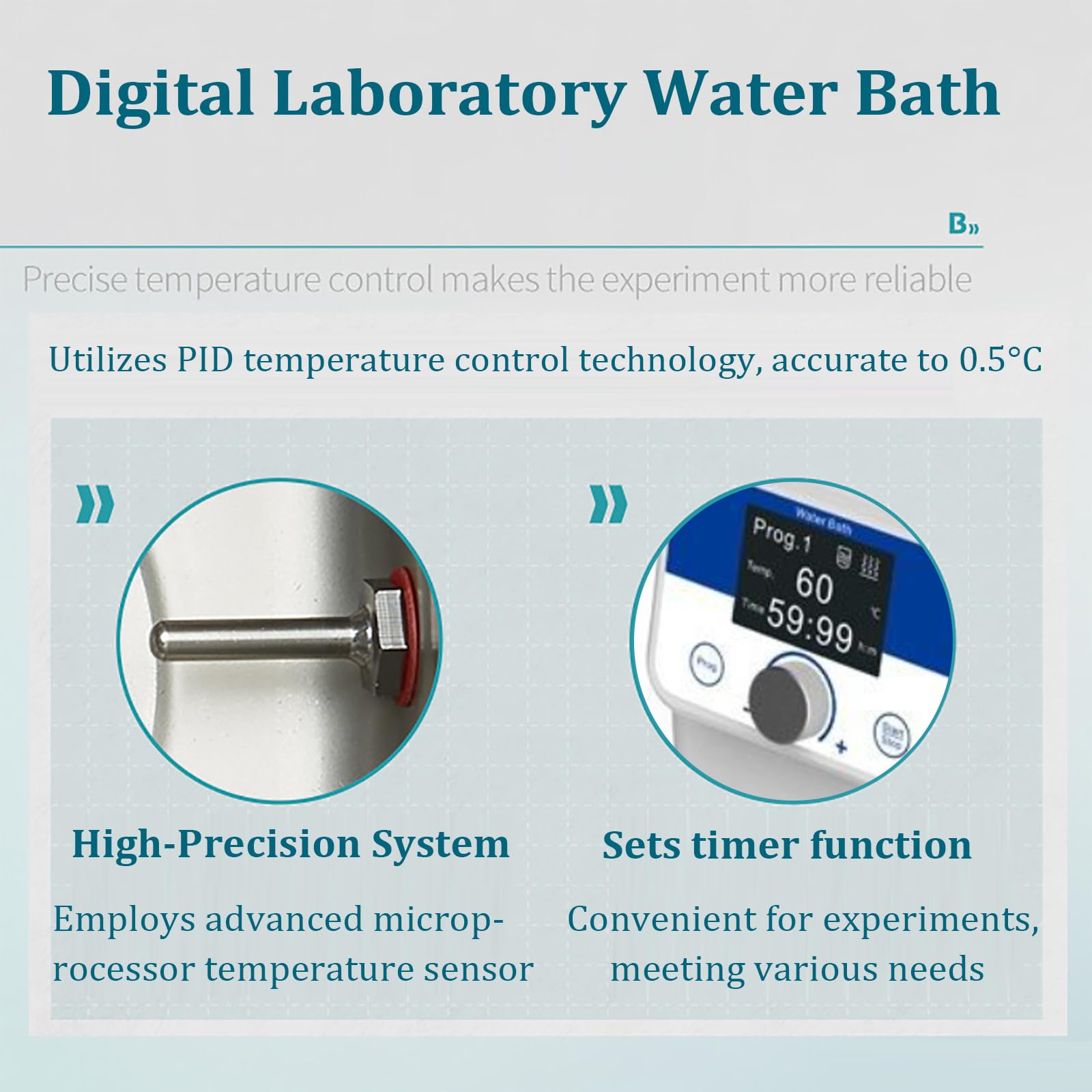 Baño María De Laboratorio De Temperatura Constante De 550 W, Baño María Digital De Laboratorio, Capacidad: 5 L, Control De Temperatura PID, Rango De Tiempo: 1s~99min 59s
