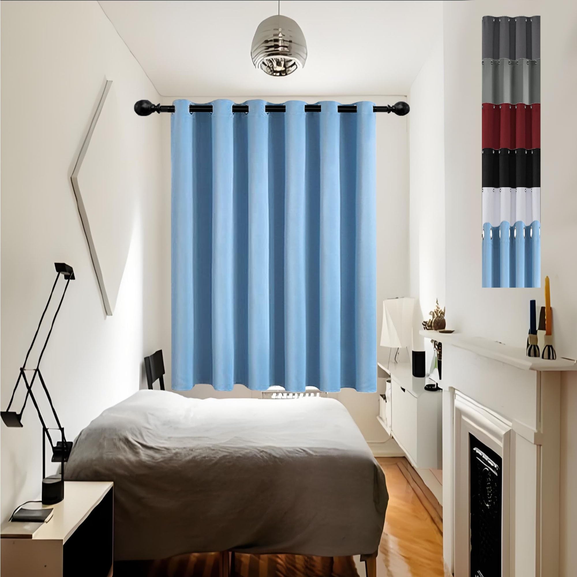 GOUSUN Blackout Curtains Bedroom 130 x 95 cm Drop Eyelet Lightweight Homeware Blackout Curtains Insulated Energy Efficiency Eyelet for Bedroom,1 Panels, Sky Blue