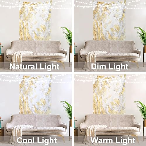 Miniatura 5 de Shrahala Tapiz de pared abstracto de pintura retro, pintado al óleo de oro blanco, rústico, tapiz grande para colgar en la pared, tapiz decorativo