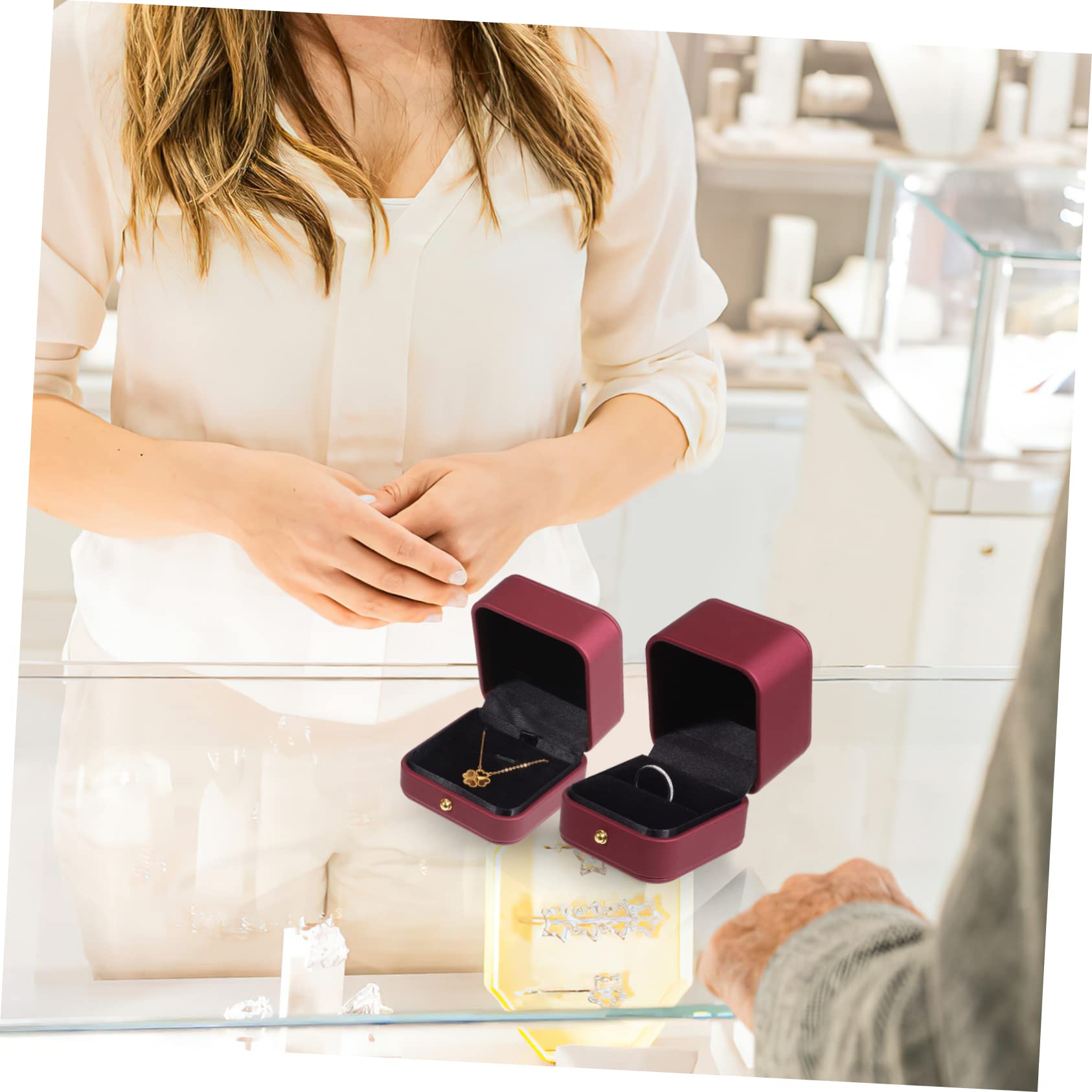 3piezas Joyero Caja Vitrina Estuche Contenedor Guardar Joyas Cuero Sintético Protección