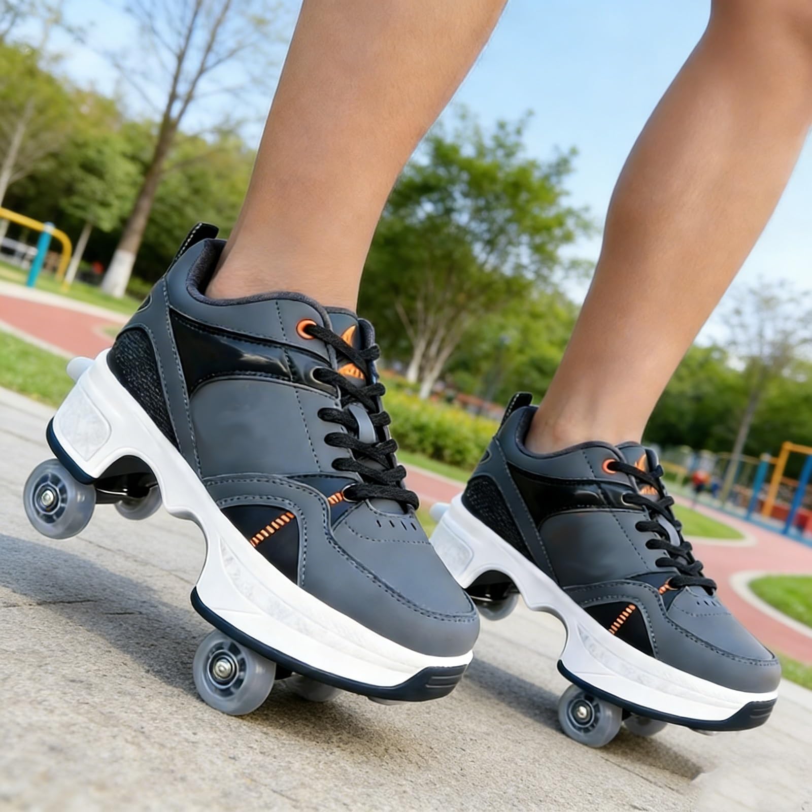 Zapatillas Unisex 2 en 1 con Deformación y Desprendimiento | Patines Retráctiles de 4 Ruedas y Doble Fila para Niños, Adultos, Hombres y Mujeres | Zapatillas Deportivas