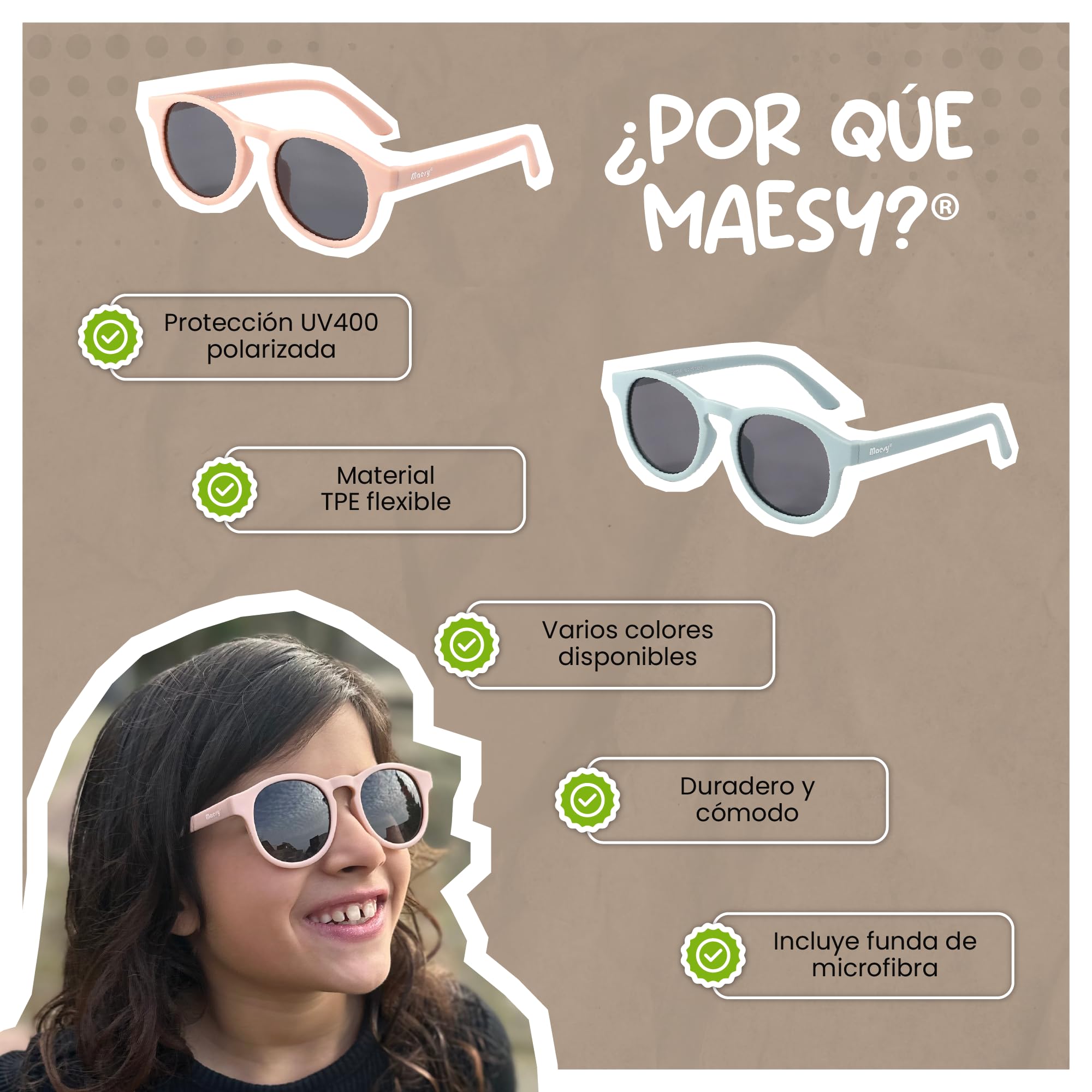 Gafas de sol para niños de 6 a 12 años - Protección polarizada UV400 - Marco flexible y flexible - Gafas de sol seguras y cómodas para niños - Novi