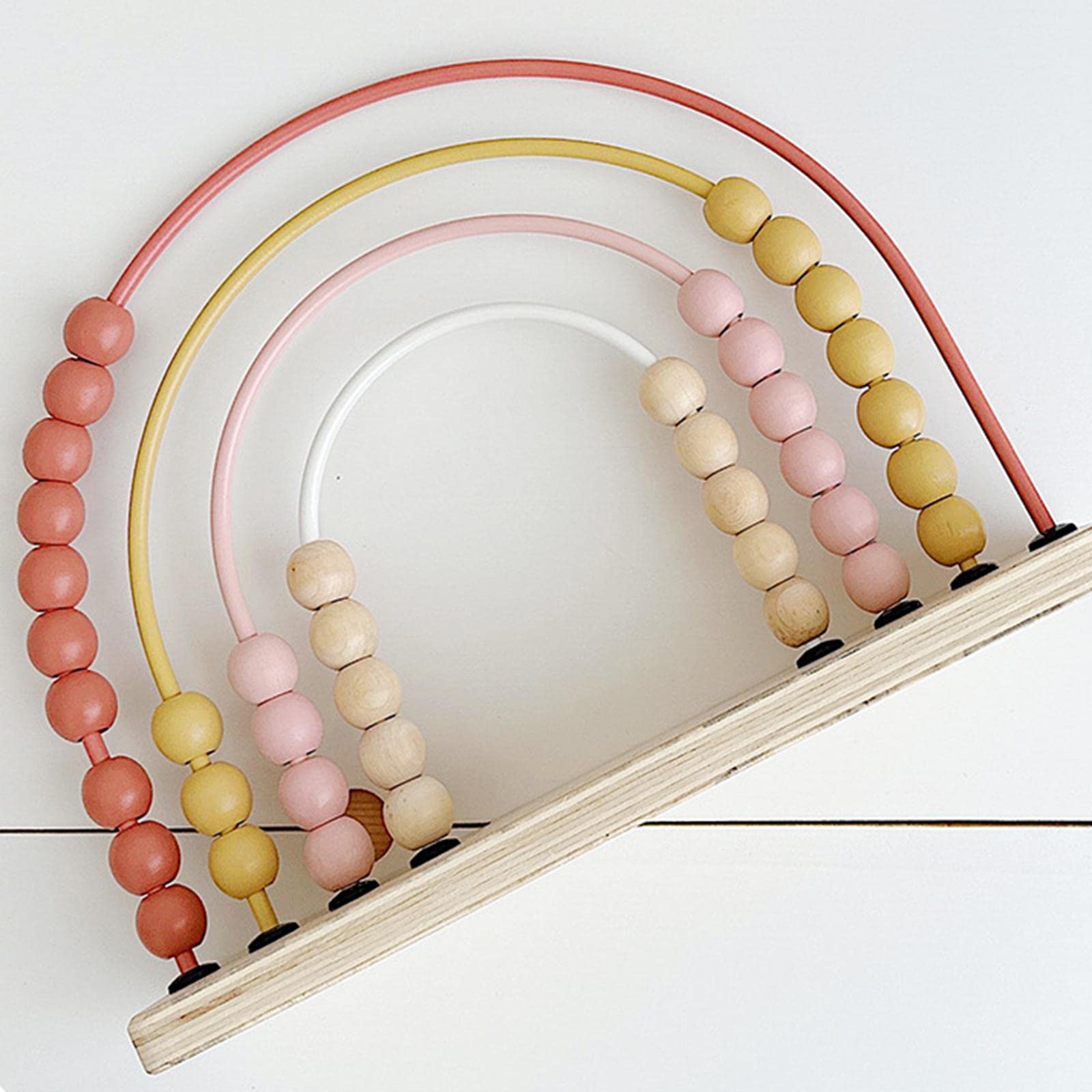 Abacus Rechenrahmen aus Holz mit Farbigen Zählperlen für Mathematische Übungen für Kinder Lernspiele Pädagogik Wohnraum, ROSA