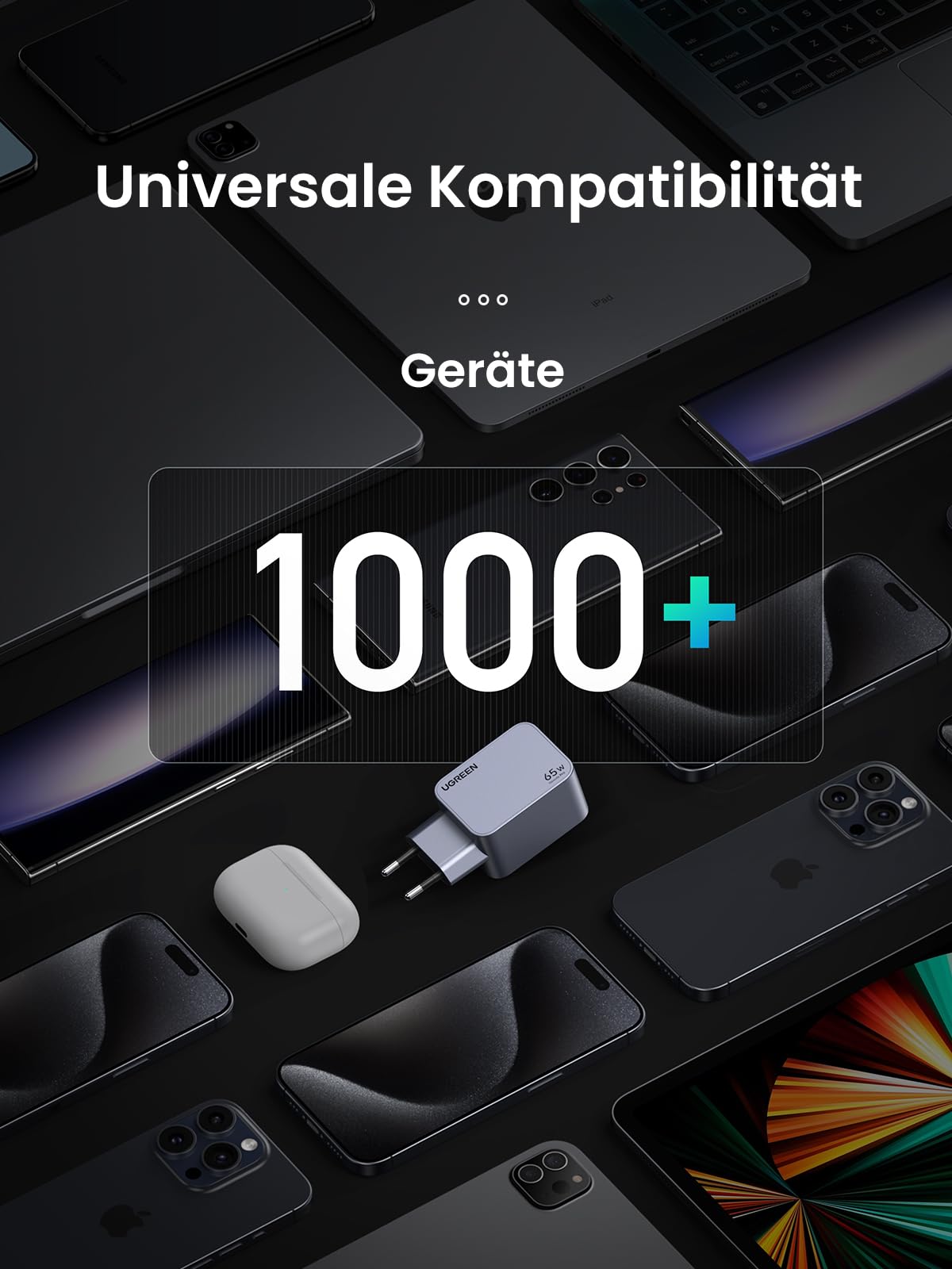 UGREEN Nexode Pro USB C Ladegerät 65W, Mini GaN Charger 3-Port | Schnellladegerät PPS 45W, ideal für unterwegs, kompatibel mit MacBook Pro/Air/Neo, iPad, iPhone 17, Galaxy S25 Ultra,Dell XPS