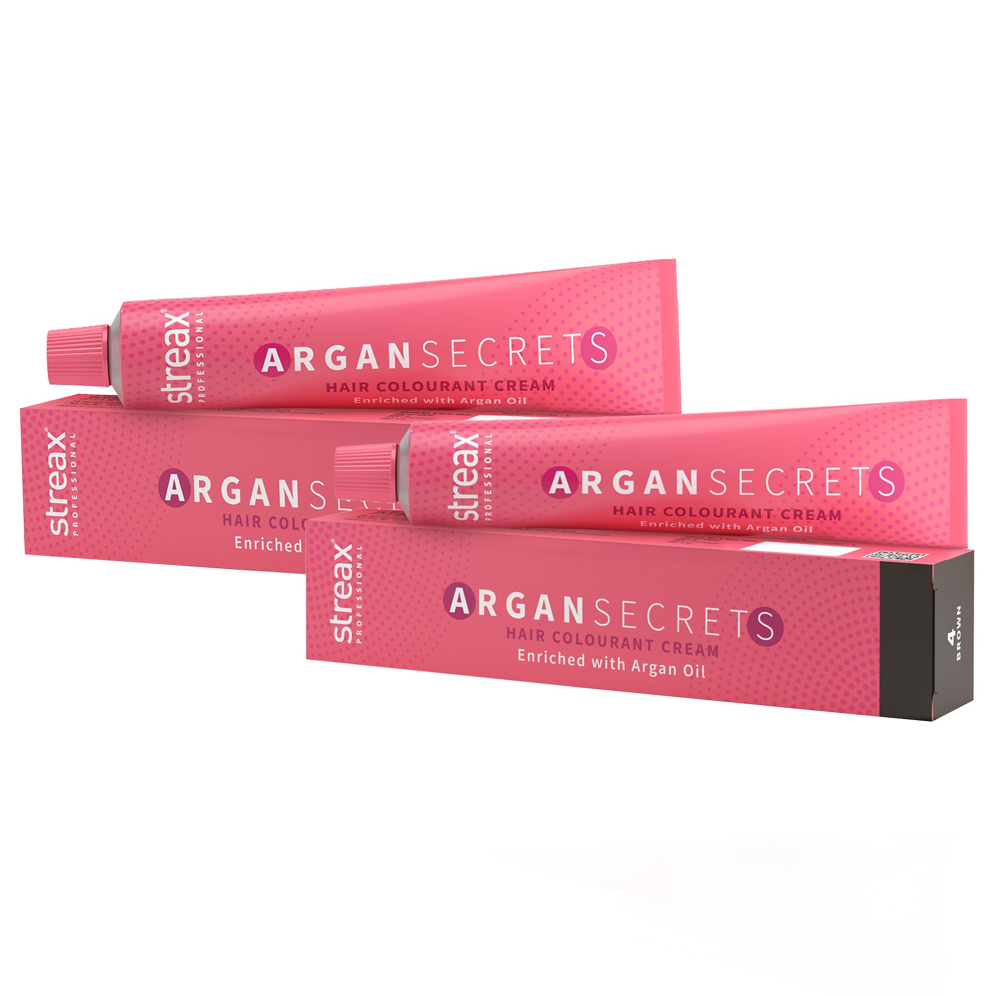 Streax Professional Argan Secrets Hair Colourant Cream - Vibrant Hair Color| Infused with Argan Oil and Walnut Oil Hair Colour For Women| Hair Colourant For All Hair Types - 04- Natural Brown (60g)