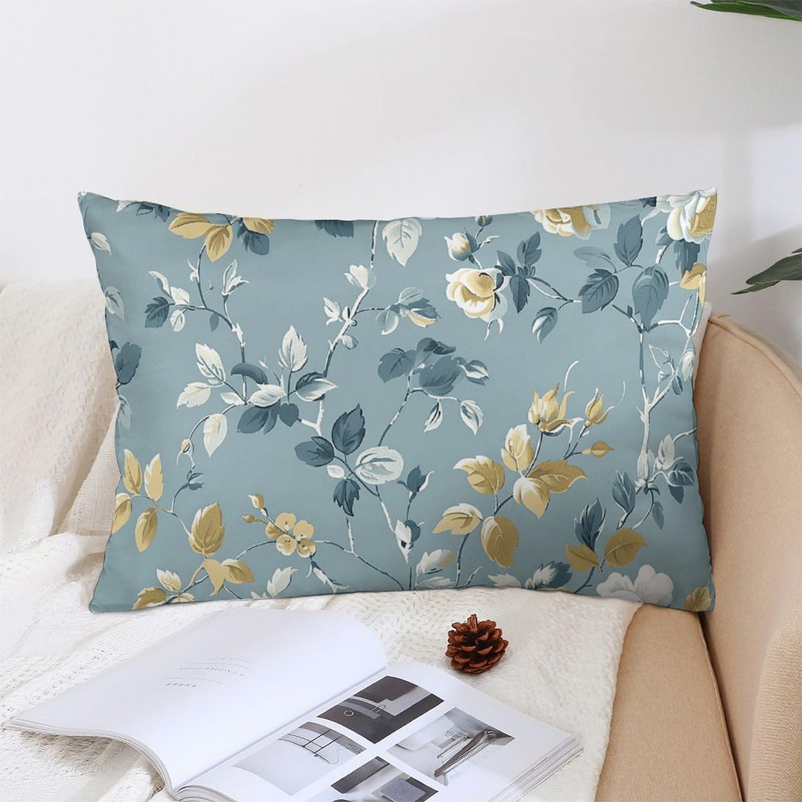 NTVOWPZO Decoration Throw Pillow Covers 12 "x20 Pillowcases Covers Gray Vine Pattern Soft Pillowcases Modern Farmhouse Home Decor Sofa Cushions Covers for Couch Bed Living Room