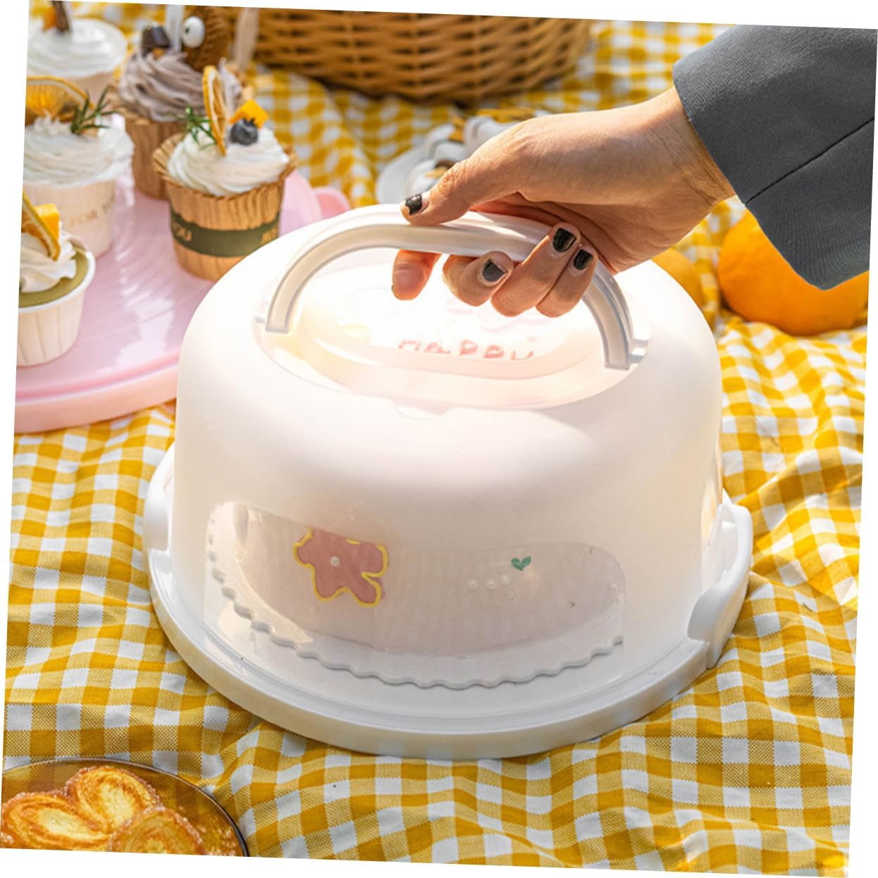 Reusable Cake Storage Box with Handle Dome for Safe Transport Multi-functional Cake Carrier and Pies Easy Clean and Practical Design