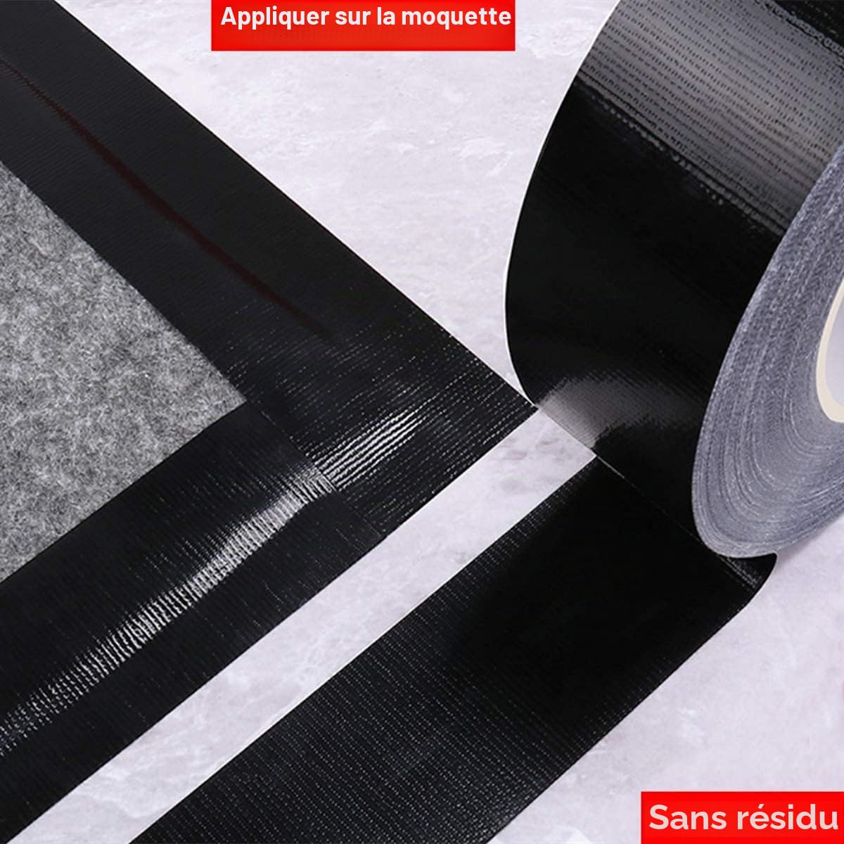 Lot de 5 rubans adhésifs en toile résistant noir 210 mic x 50 mm x 27,4 m, ruban adhésif américain de réparation d'étanchéité, heavy duty duct tape black