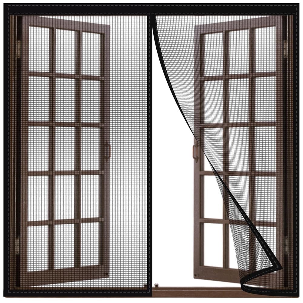 Moustiquaire Fenêtre MagnéTique 235x240cm Rideau Facile à Installer Fermeture Automatique Moustiquaire Enroulable Anti Insecte Mouche pour Enfants et Animaux de Compagnie Noir