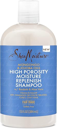 SheaMoisture High Porosity Moisture Replenish Shampoo for Curly and Coily Hair Sulfate-Free Hair Shampoo 13 oz