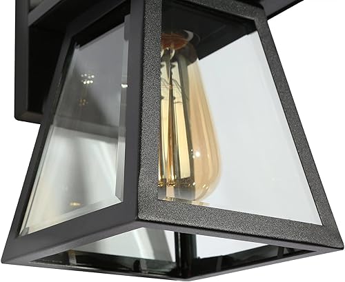 Miniatura 7 de Uolfin Lámpara para exteriores, lámpara de pared exterior negra antioxidante, impermeable, paquete de 2 luces modernas de porche al aire libre para