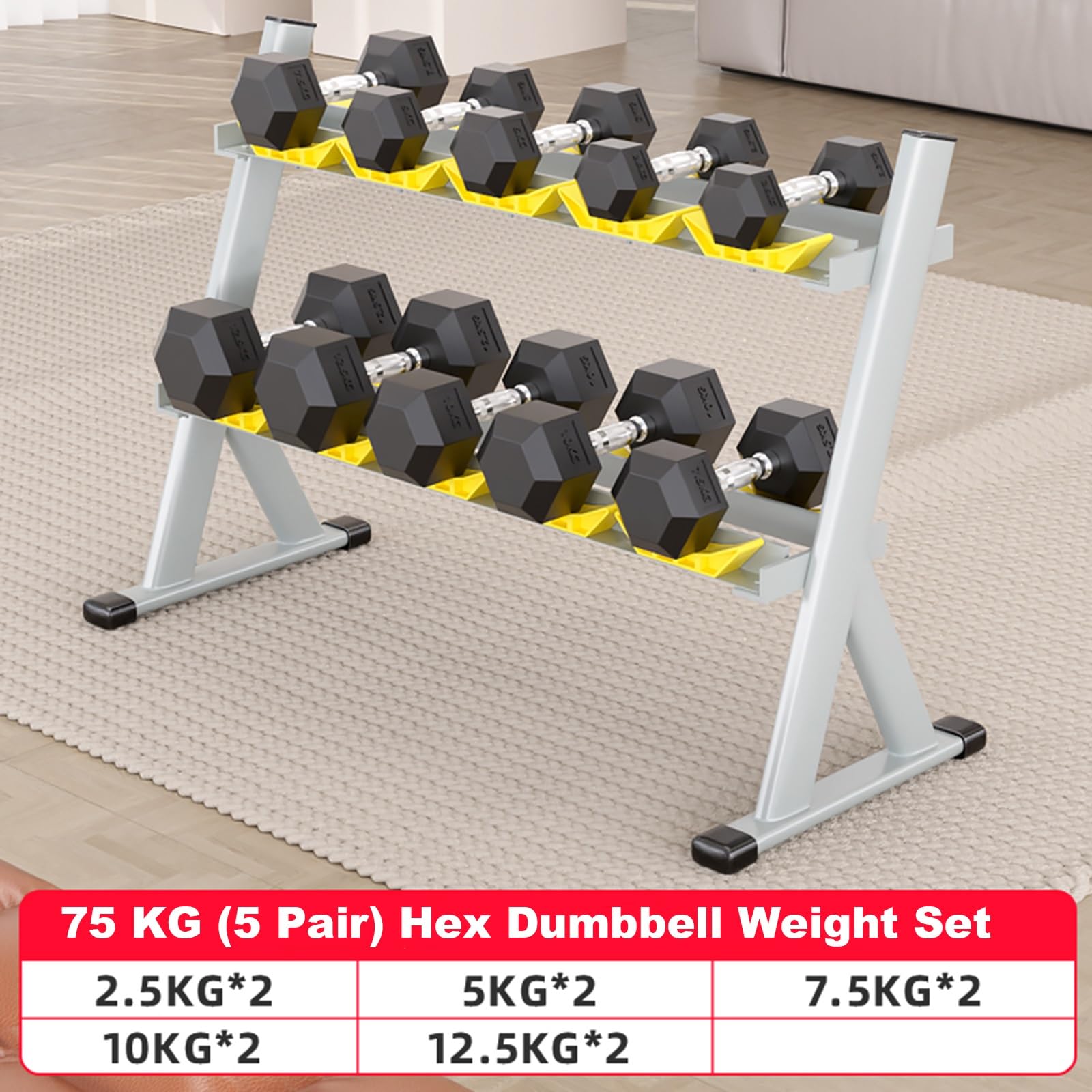 Amazon.co.jp: ラバー六角ダンベルセット75 kg-290 kg 六角ダンベル