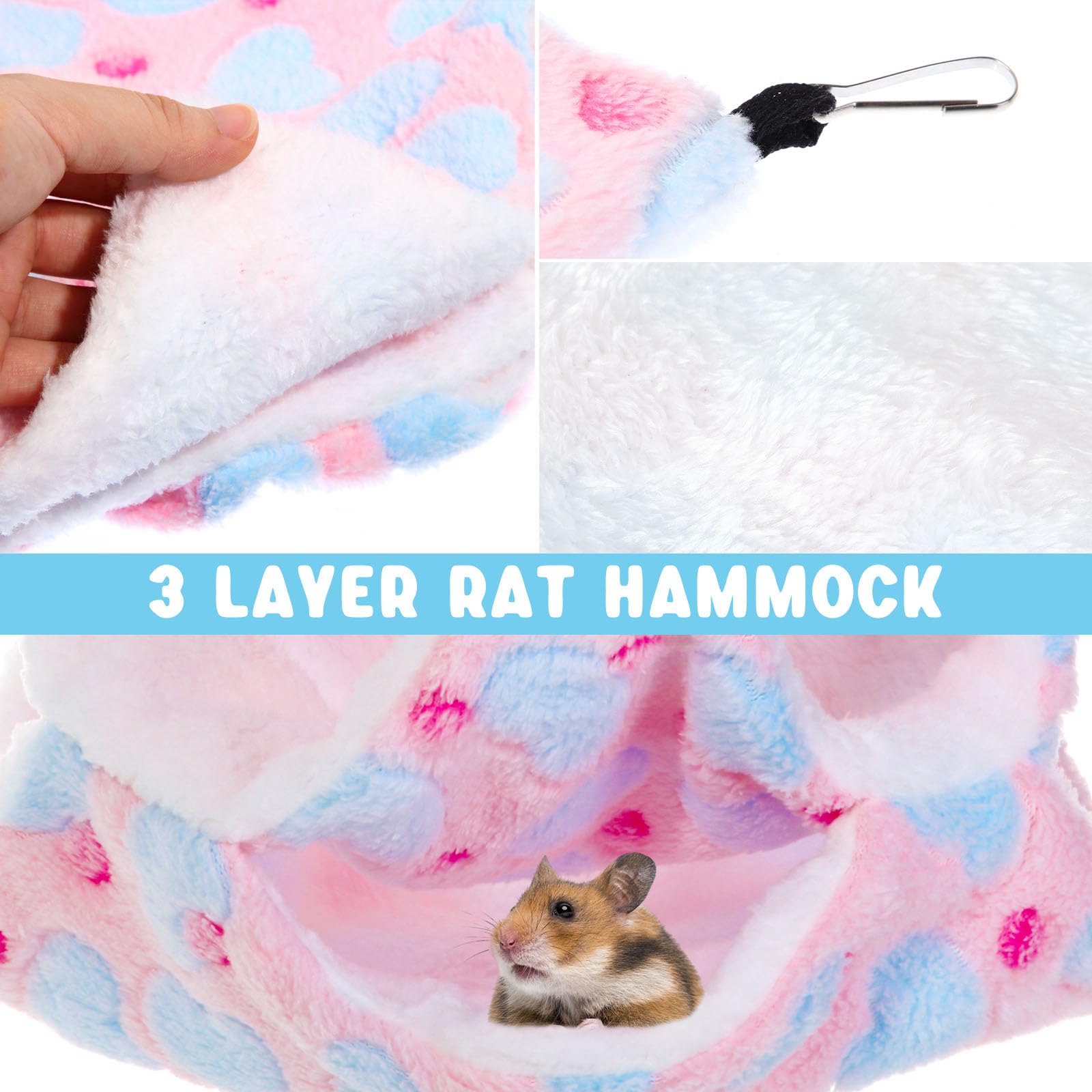 Abbylike Set di 9 amache calde per topi e piccoli animali, tunnel da appendere, giocattolo per porcellini d'India, furetti, criceti, gabbie, accessori per furetti, cincillà, amaca, dormienti,