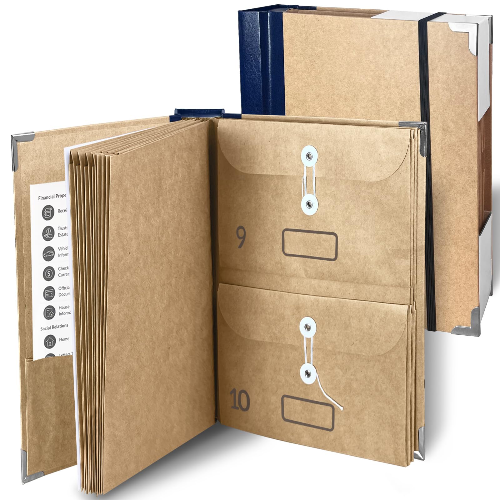 Aiallyo | The Folio Document Organizer | Expanding Storage Folder Incl, Emergency Binder, Birth Certificates, Social Security Cards, Passports, Photos, and Letters.