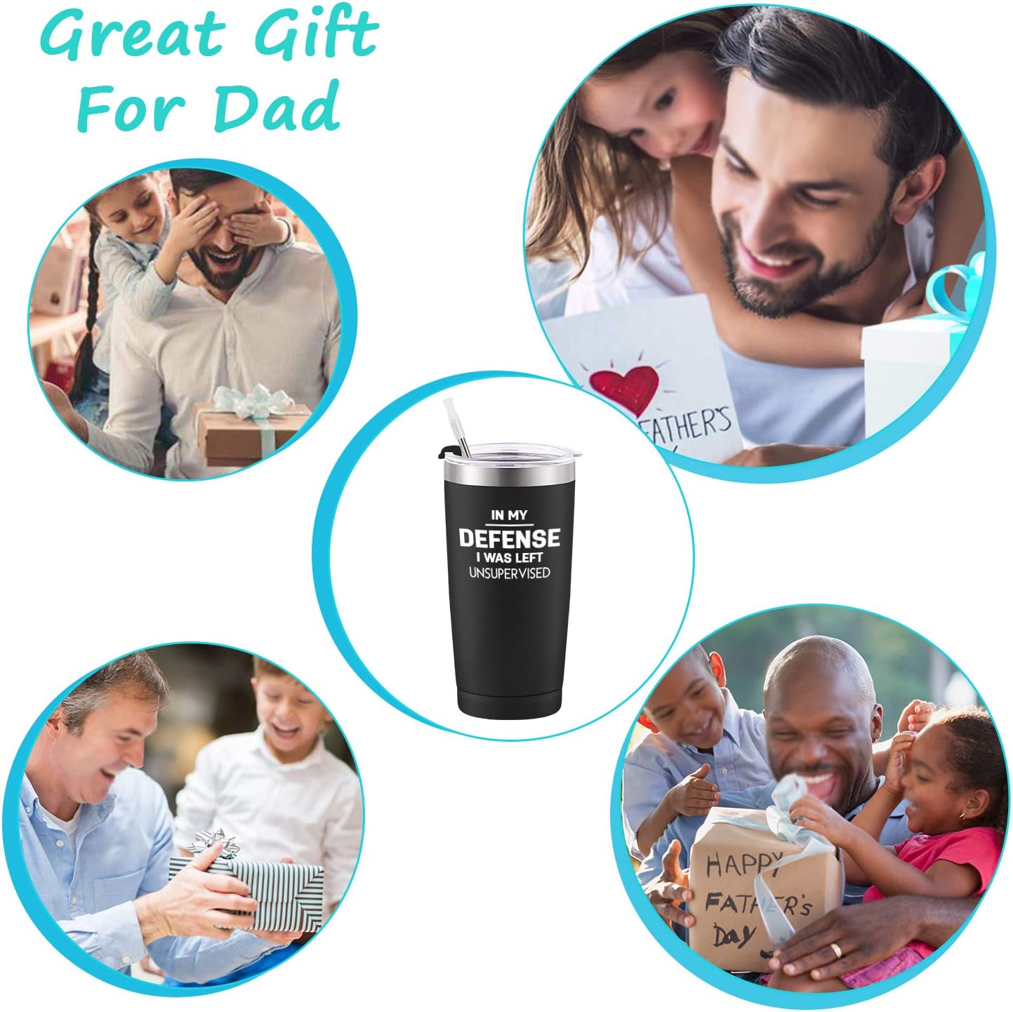 in My Defense I Was Left Unsupervised Stainless Steel Insulated Travel Tumbler with 2 Lids and Straws, Christmas Idea for Men Father Boyfriend Coworker for Work Job Office(20 oz, Black) - Image 5