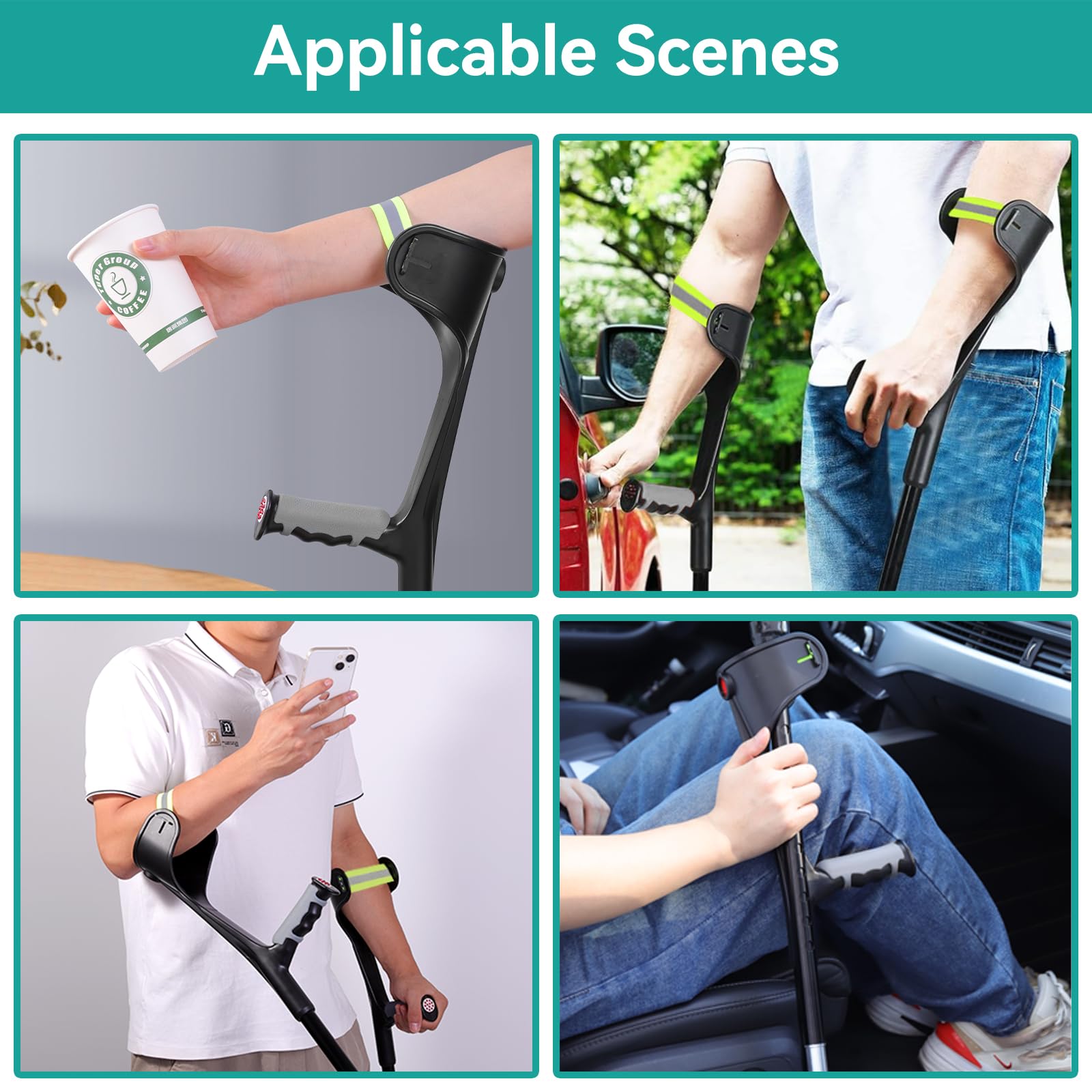 Lefeke Muletas de antebrazo para adultos, muletas de codo ajustables con puños, muletas plegables de aluminio con base antideslizante, muletas ligeras para ancianos, lesionados, pacientes (1 par)