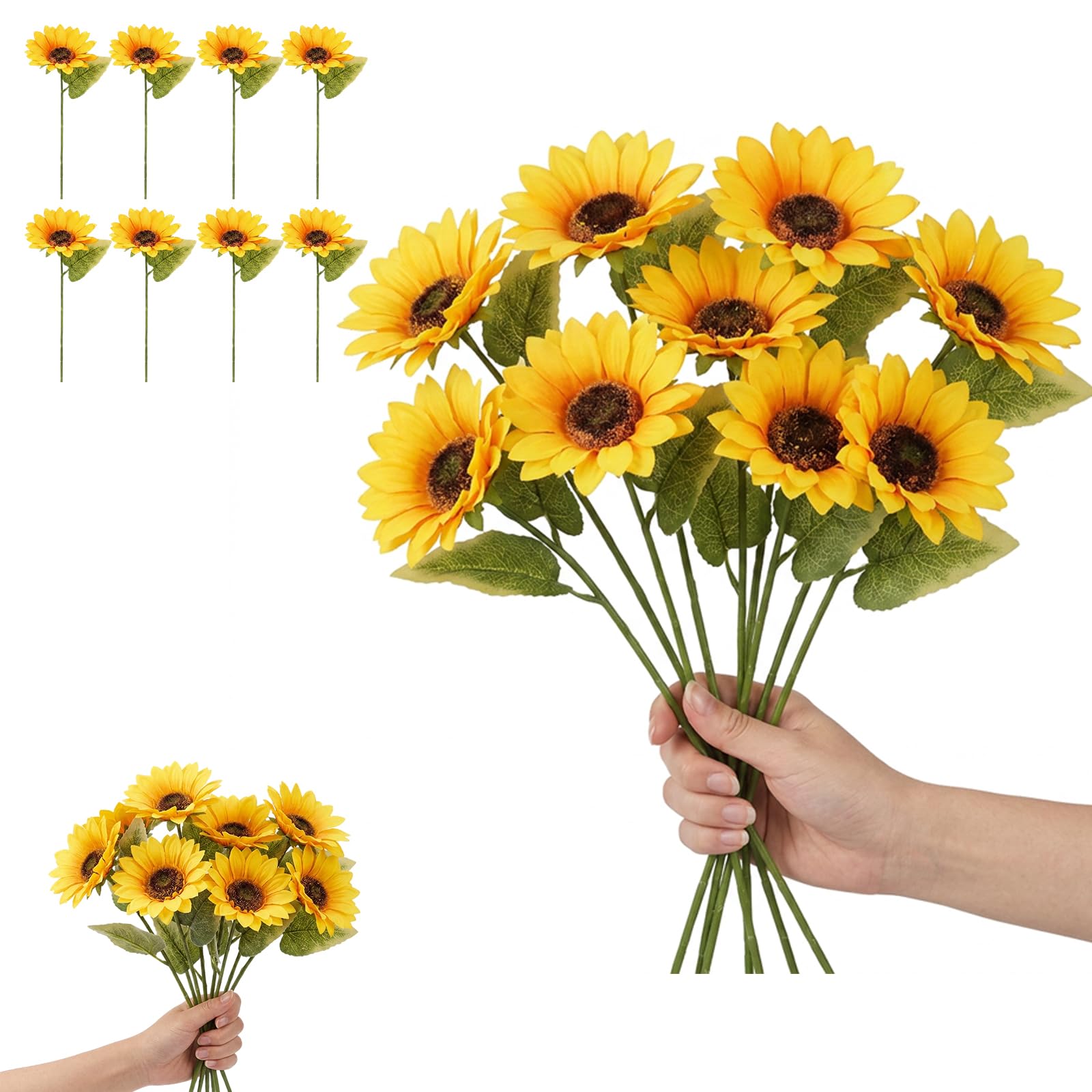 YFHUVB 8pcs Artificial Sunflowers, Realistic Fake Sunflowers For Wedding Decor And Photography Backgrounds, Sunflowers Artificial Flowers For Home Styling And Office Arrangements ﻿