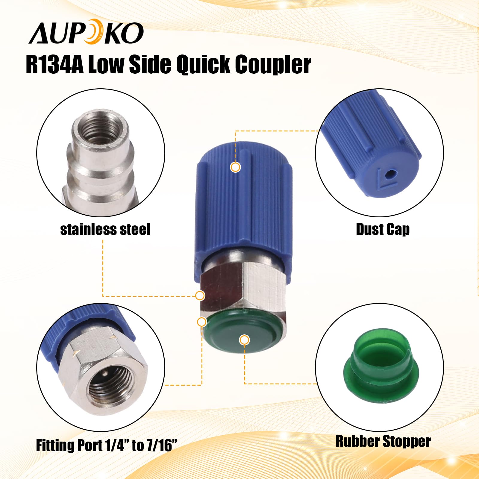 Aupoko Kit di Adattatore di Conversione da R12 R22 a R134A, Set da 2 Valvole Alta/Bassa con Attacco Retrofit, Dimensioni 1/4" SAE e 7/16" - 20 UNF, Adattatore di Conversione