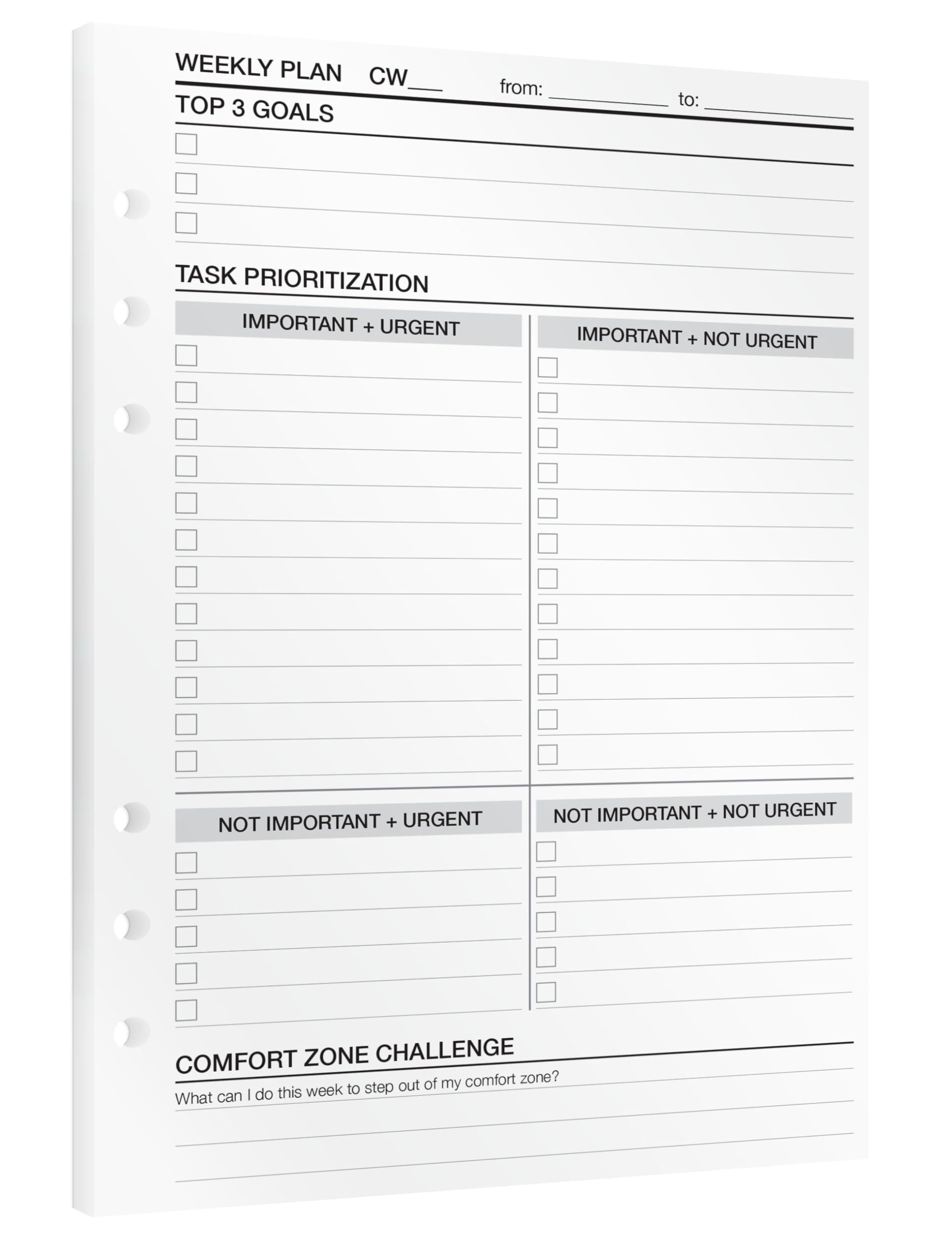 KOMPASSยฎ Weekly Planner | A5 Planner Inserts | 30 Sheets for Weekly Planning, Goal Setting & Thinking | Weekly Calendar, Task Prioritization