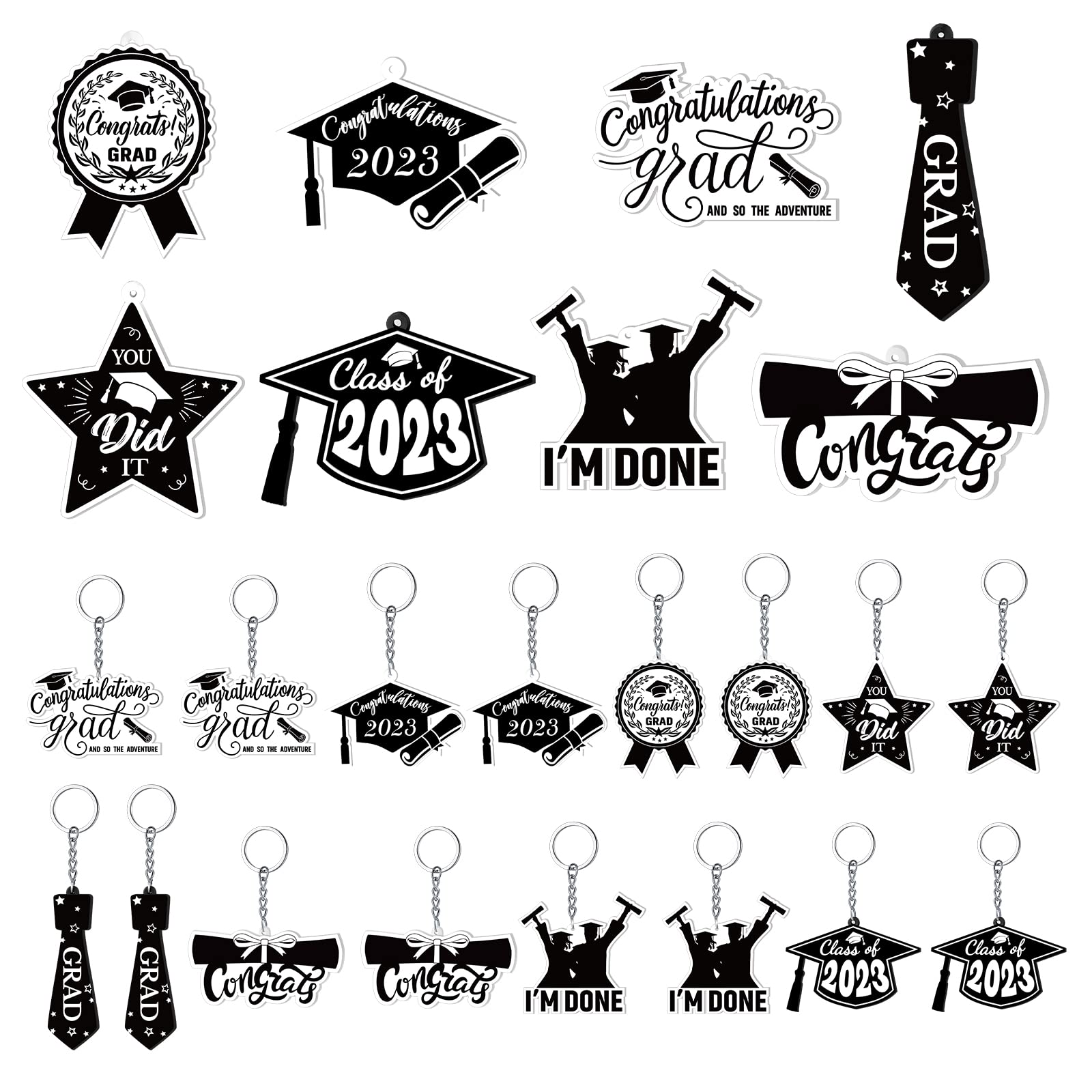 Batiyeer 24 Pcs Class of 2023 Grad Keychains Graduation Party Favors Graduation Gifts 2023 for College Guests Party Favors