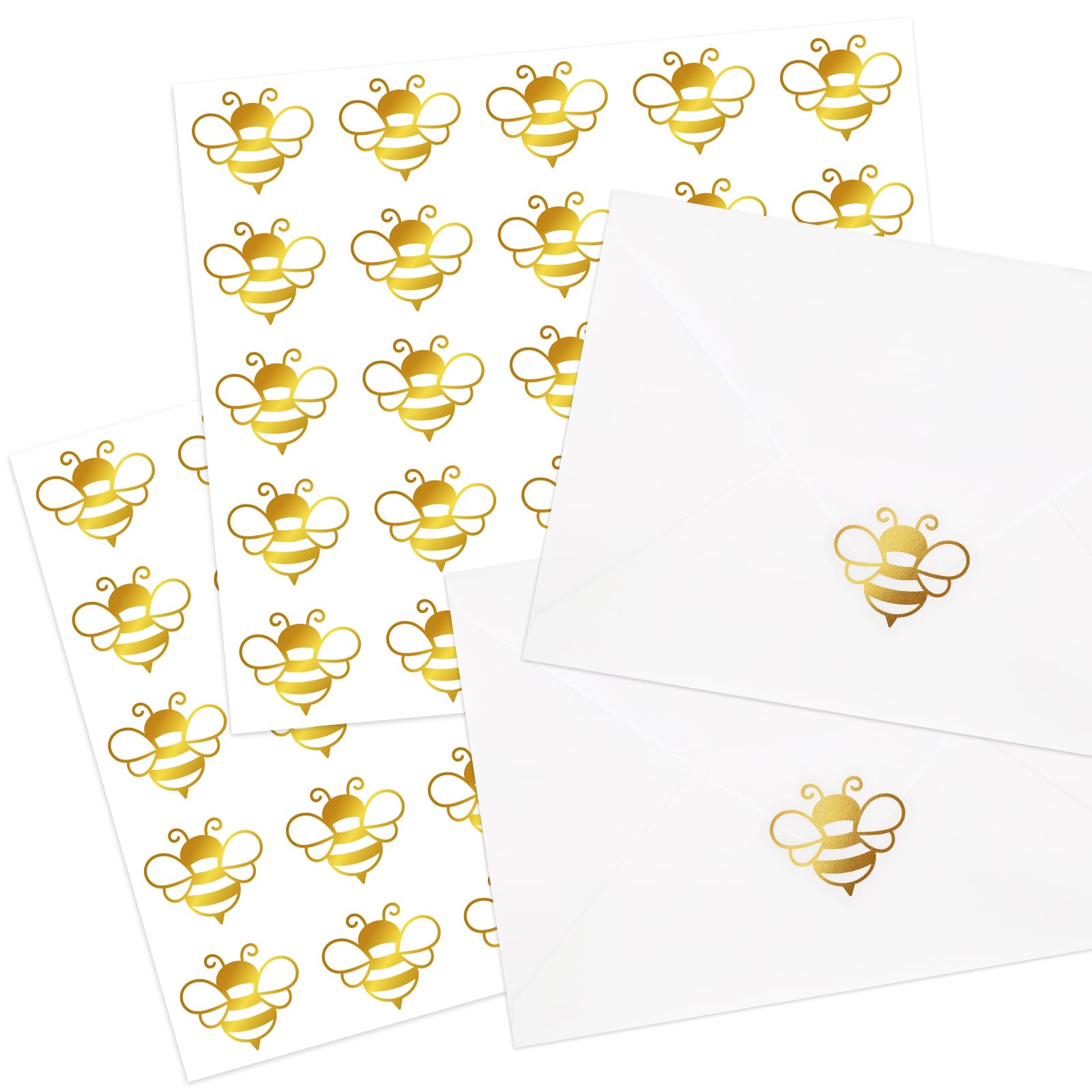 Stickers abeille en feuille d'or pour embellir vos invitations de mariage et fêtes