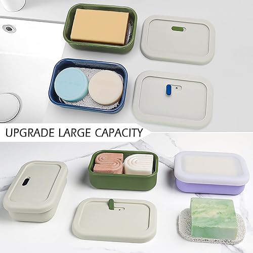 Miniatura 3 de Funda de jabón de viaje de silicona mejorada a prueba de fugas, soporte de barra de champú ventilado, caja de jabón de barra grande con tapa