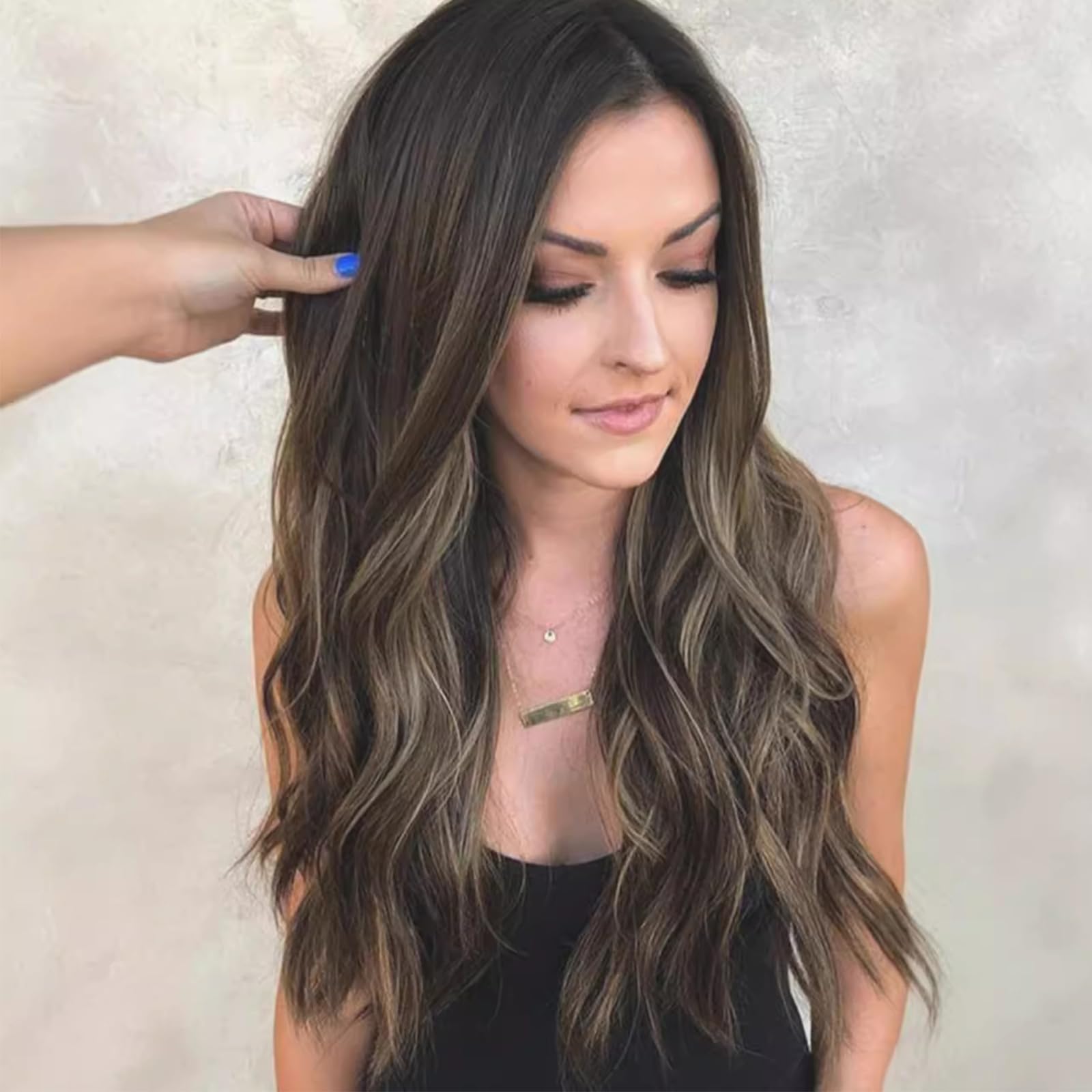 DKDDSSS Long Ombre Brown Wig for Women 24 Inch Natural Wavy Daily Hair - Image 4