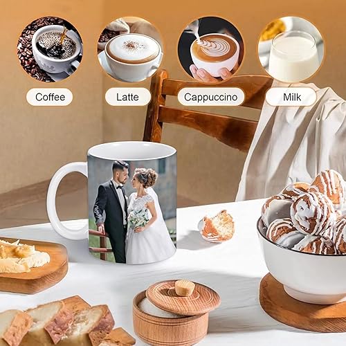 Miniatura 6 de Tazas de café personalizadas para parejas, tazas de café personalizadas con texto de imagen, tazas de café personalizadas de 11 onzas en ambos lados