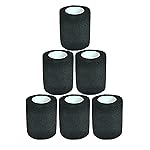 Baisunt 6 Pack 3 Inches Cohesive Bandage Self Adhesive Wrap Elastic Self Adherent Vet Wrap Breathable Self Stick Tape for Wrist, Ankle, Sports, Tatoo Wrap(5 Yards, Black)
