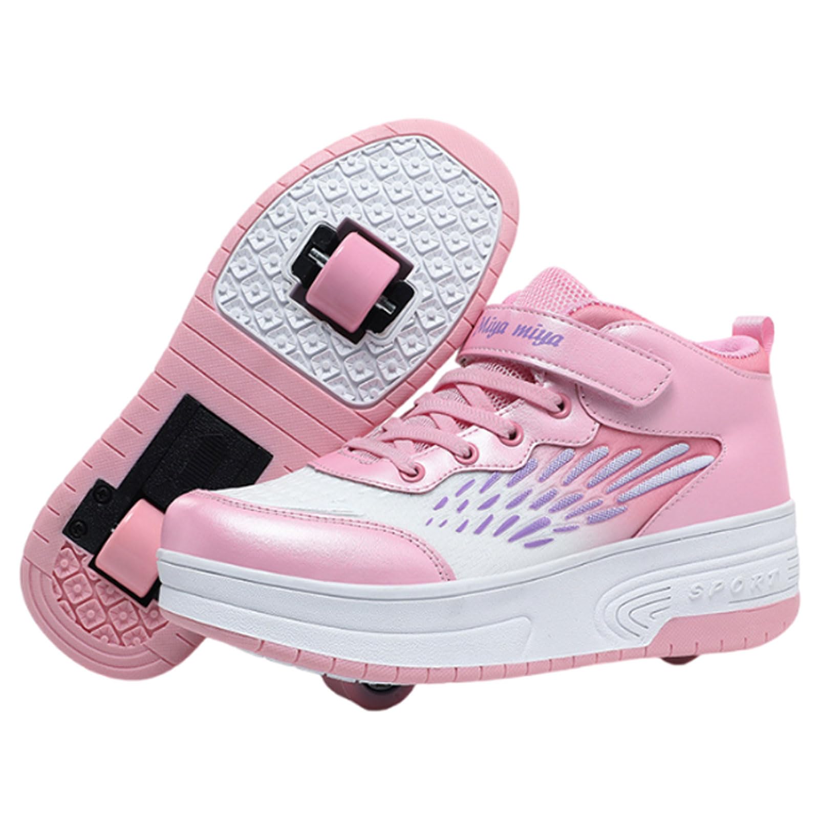 Chaussures à roulettes pour Filles garçons,2 en 1 Patins à roulettes Retractable,Chaussures de Skateboard Réglables avec roulettes,Confortable,Respirant,pour Intérieur Extérieur