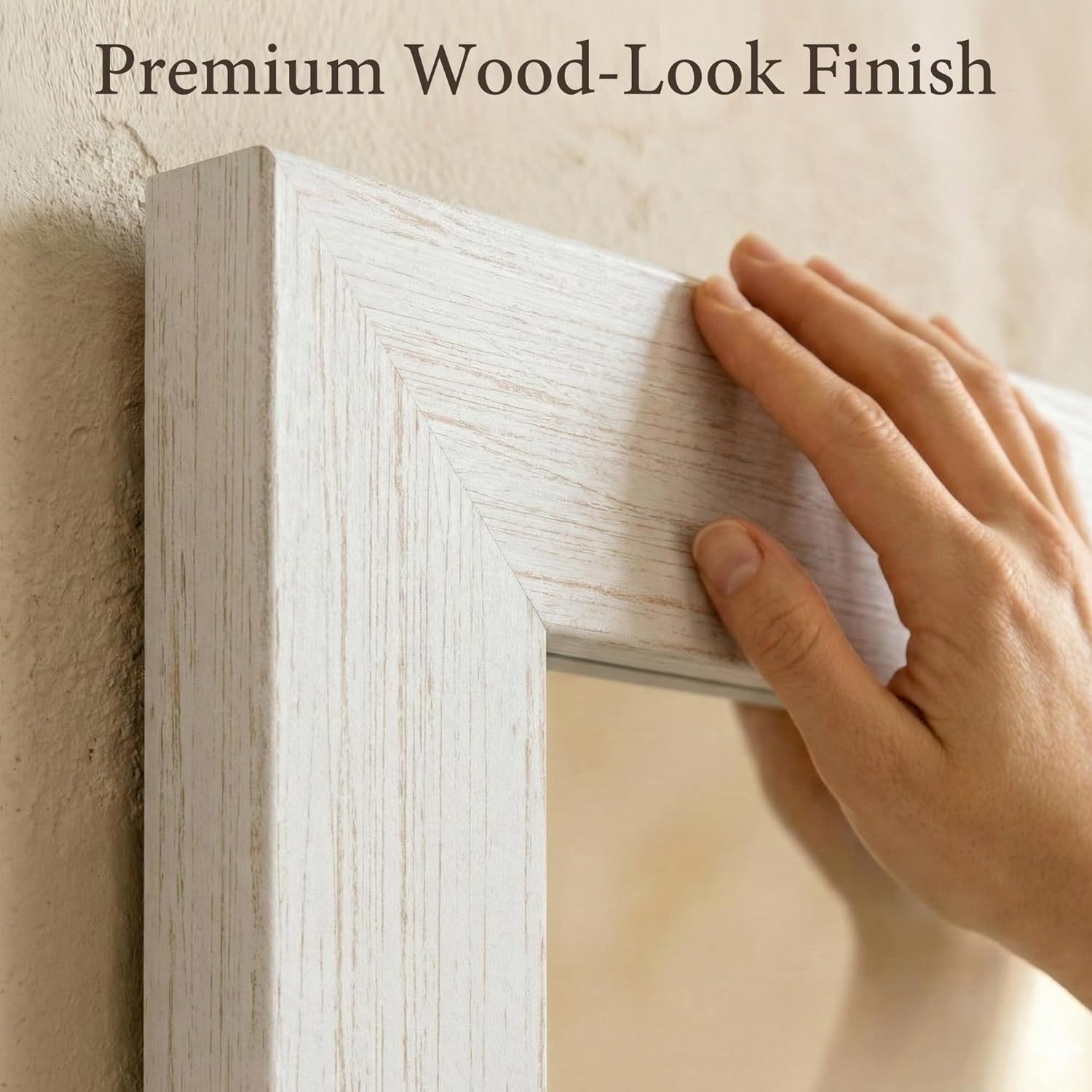 24" x 36" Farmhouse Wall Mirror for Mantle, Distressed White Wood Texture, Coastal Rustic Decor Mirror for Entryway, Bedroom & Bathroom, Wide Trim